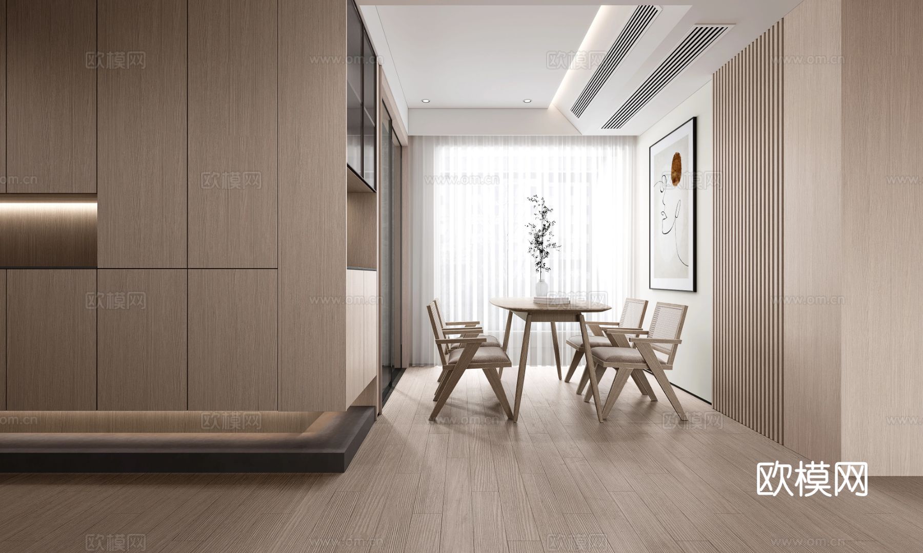 奶油风家装案例 客厅卧室效果图下载（渲染图4）