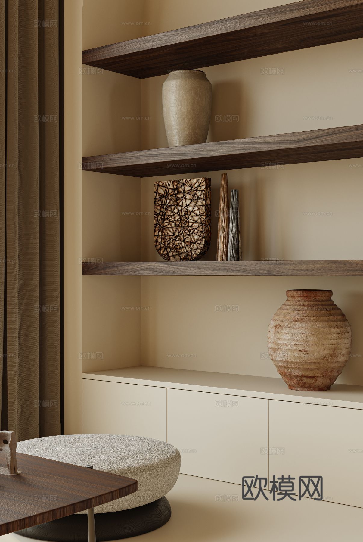 奶油风家装案例 客厅 卧室效果图下载（渲染图5）