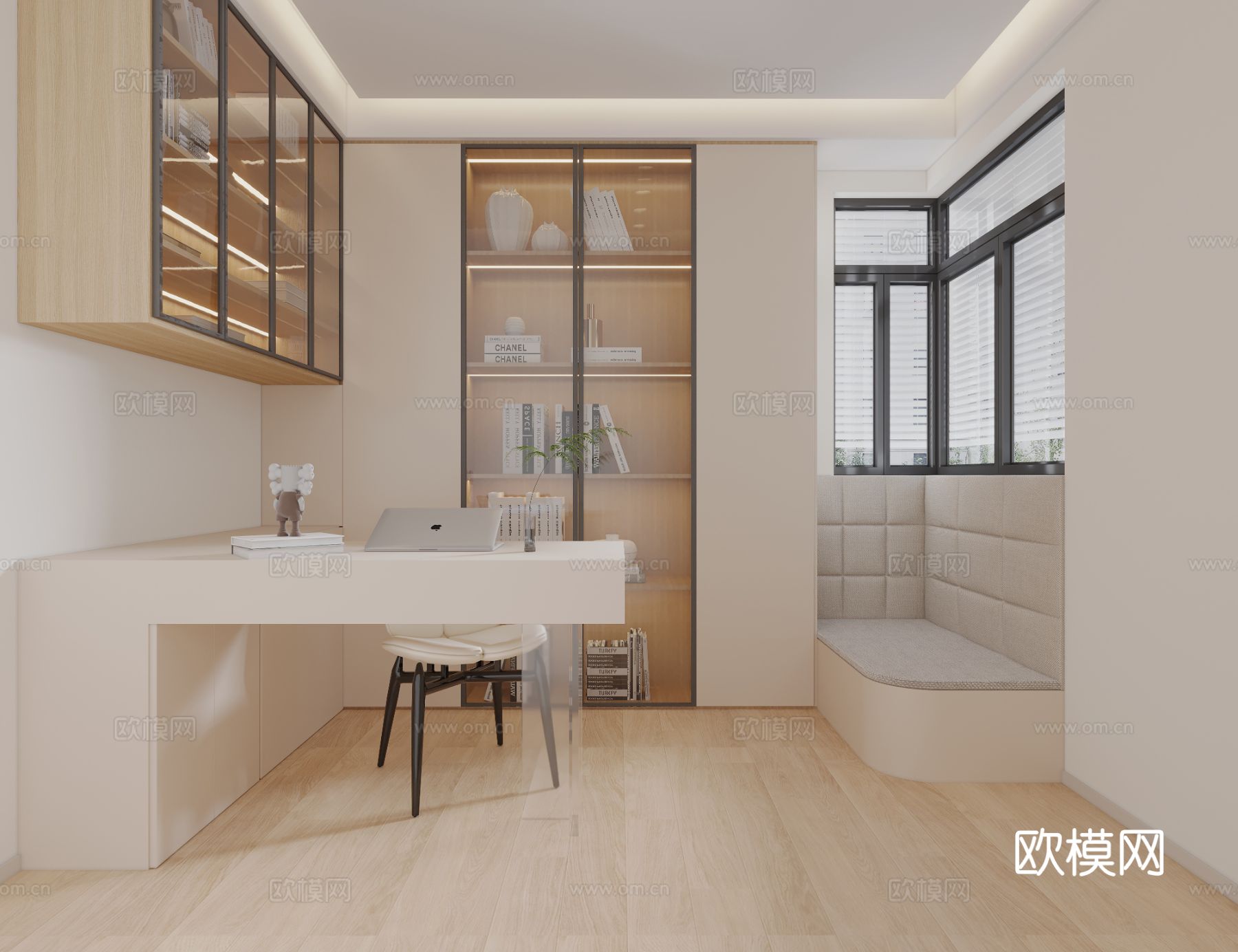 奶油风家装案例客厅卧室效果图下载（渲染图8）