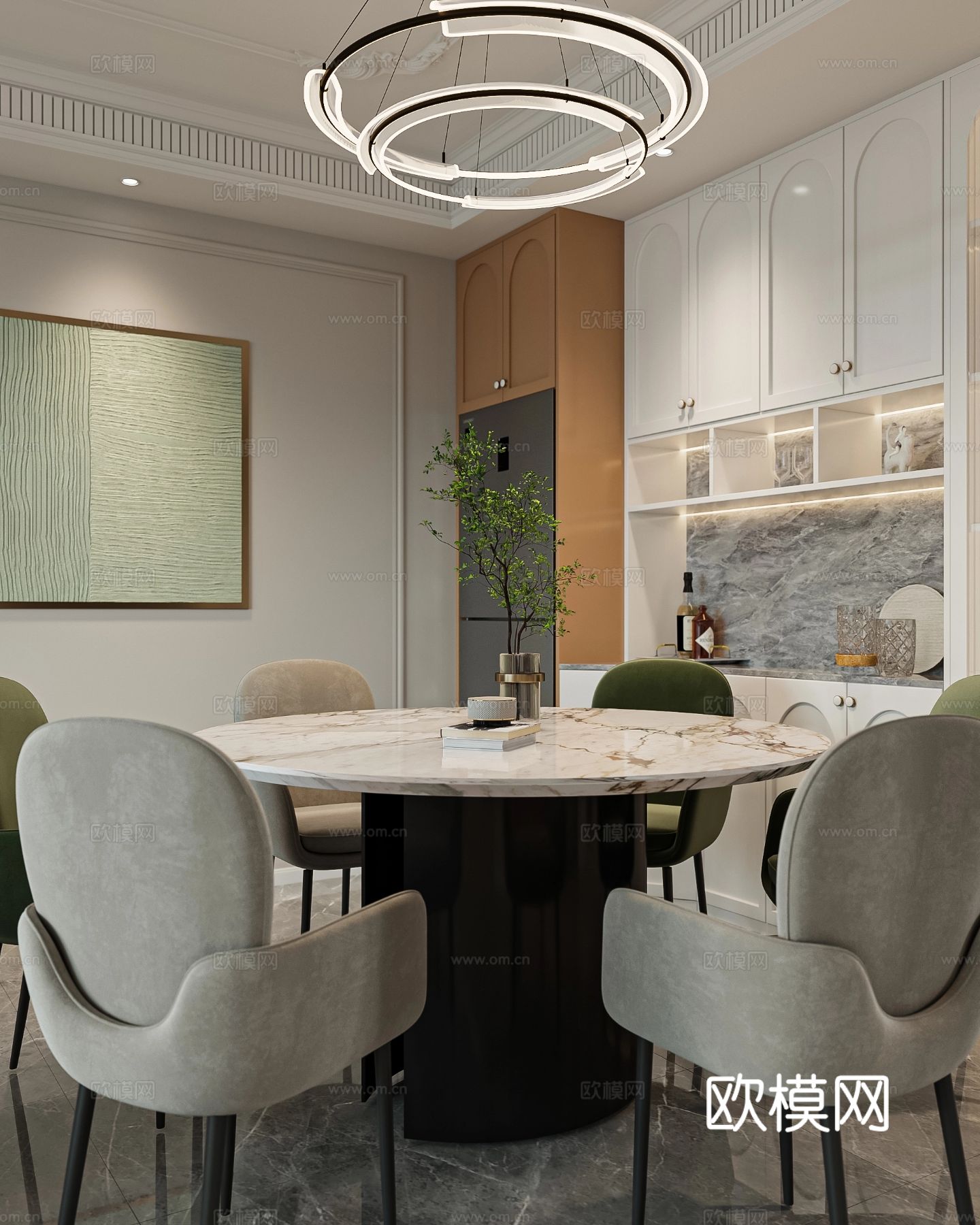 奶油风家装案例 客厅 卧室效果图下载（渲染图7）