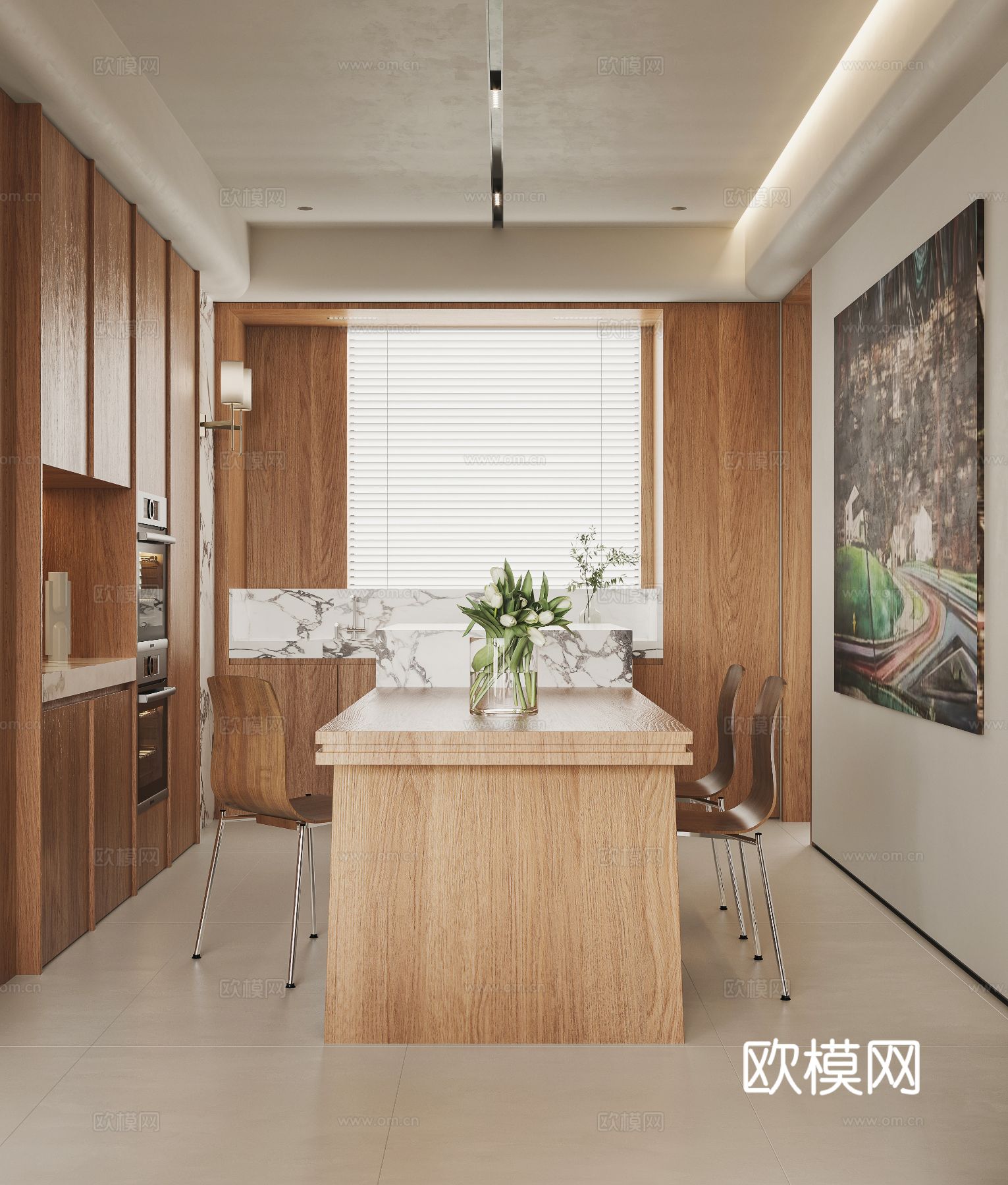 奶油风家装案例客厅 卧室效果图下载（渲染图7）