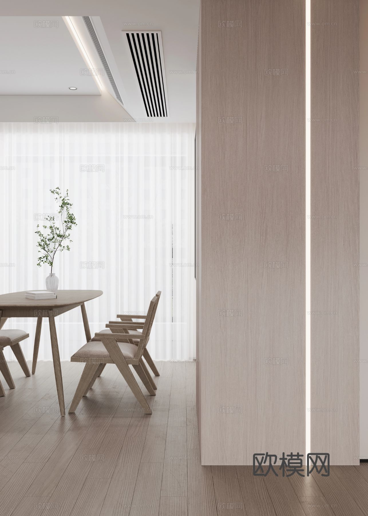 奶油风家装案例 客厅卧室效果图下载（渲染图8）