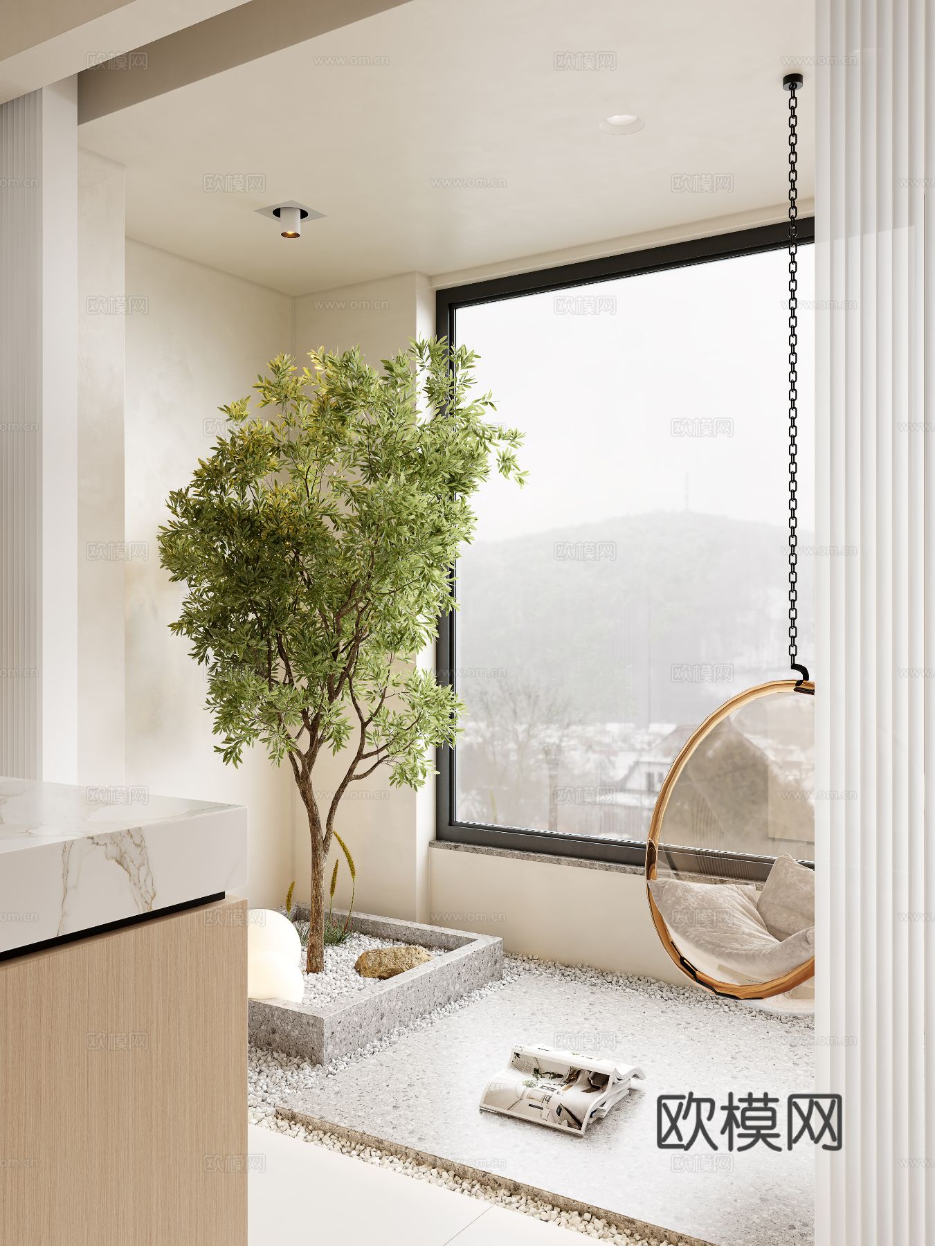 奶油风家装案例客厅 卧室效果图下载（渲染图13）