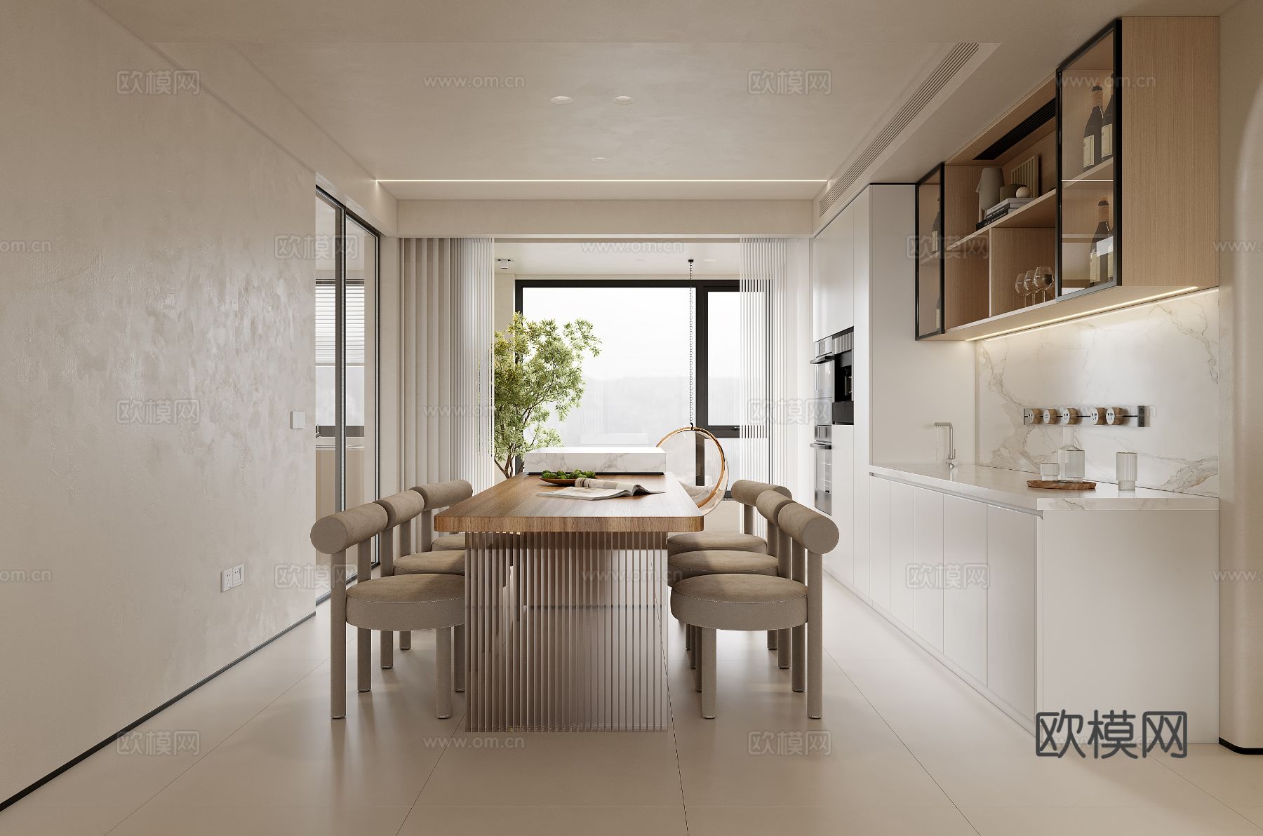 奶油风家装案例客厅 卧室效果图下载（渲染图11）