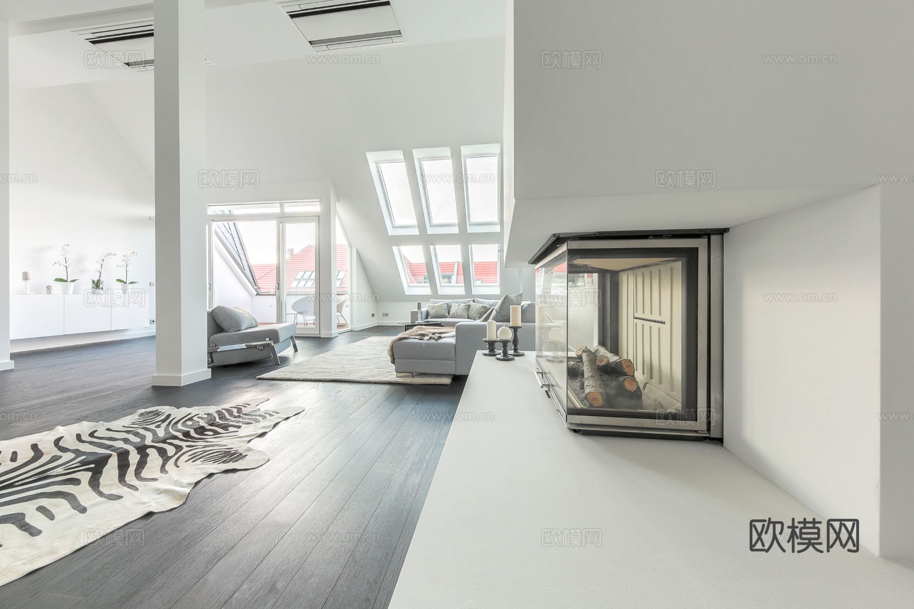 工业风公寓 家装设计 餐厅客厅 卧室效果图下载（渲染图2）