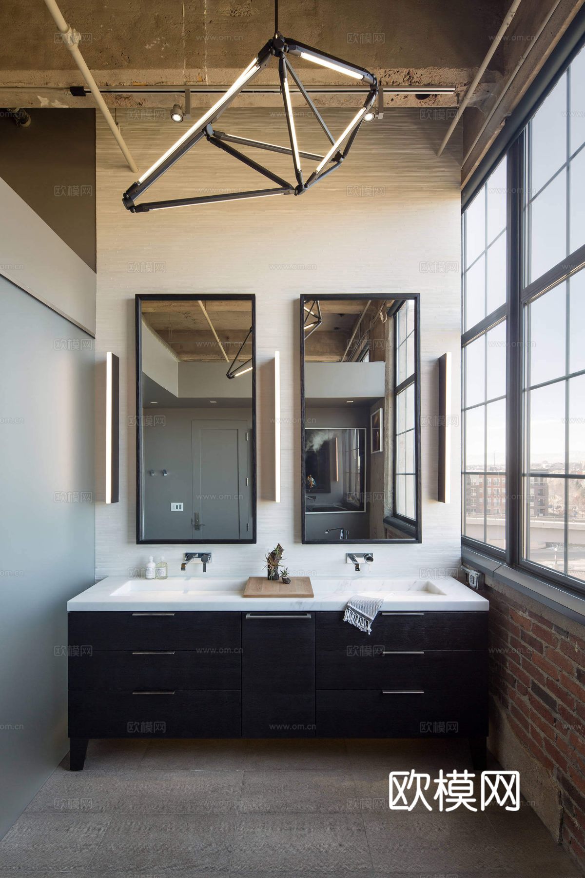 现代工业风公寓 家装设计 餐厅 客厅 卧室效果图下载（渲染图5）