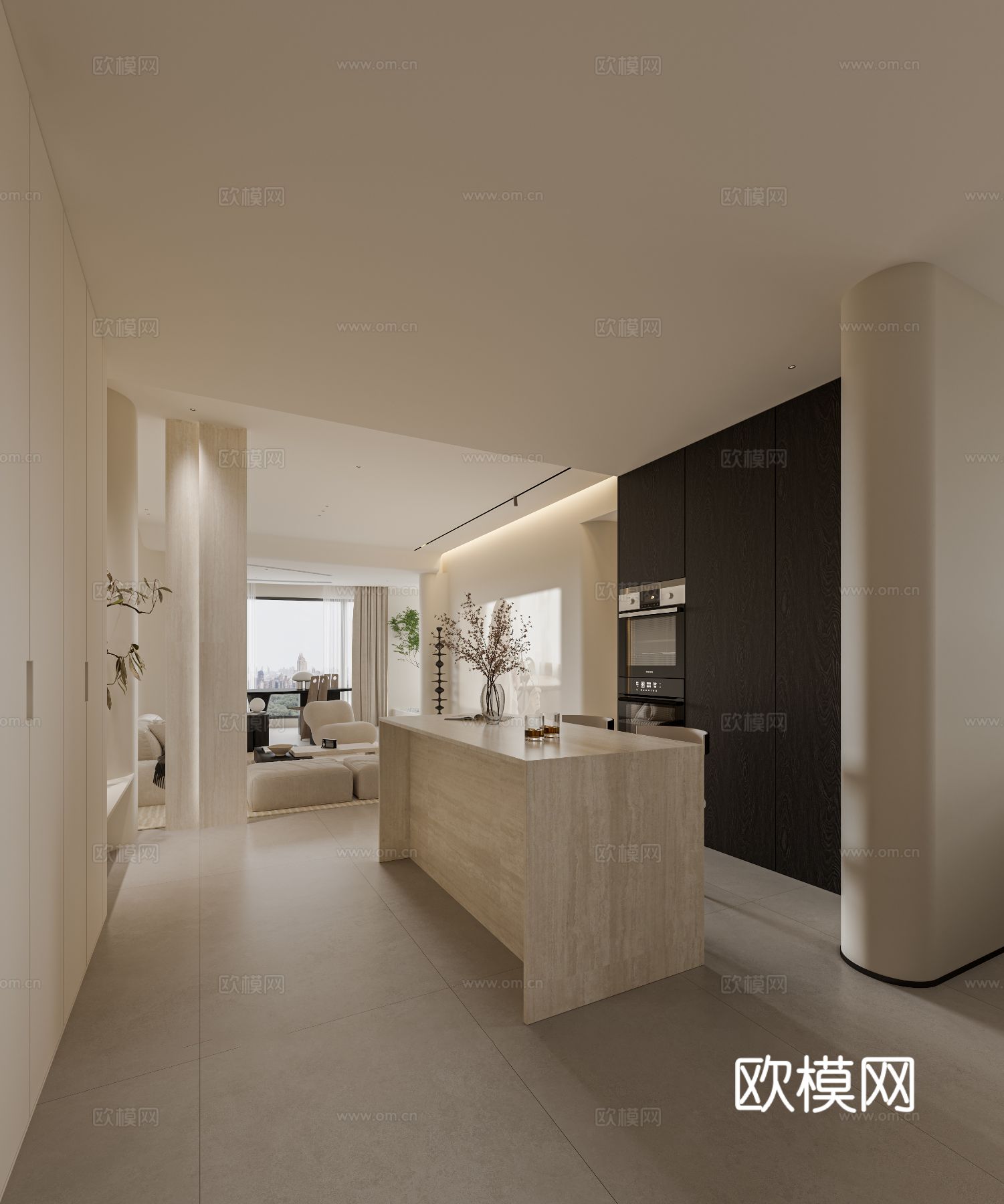 奶油风家装案例客厅 卧室效果图下载（渲染图17）