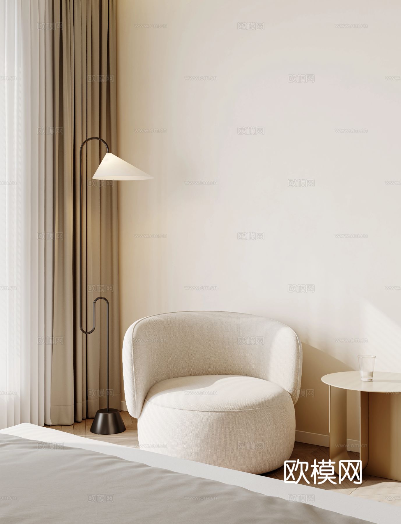 奶油风家装案例 客厅卧室效果图下载（渲染图8）