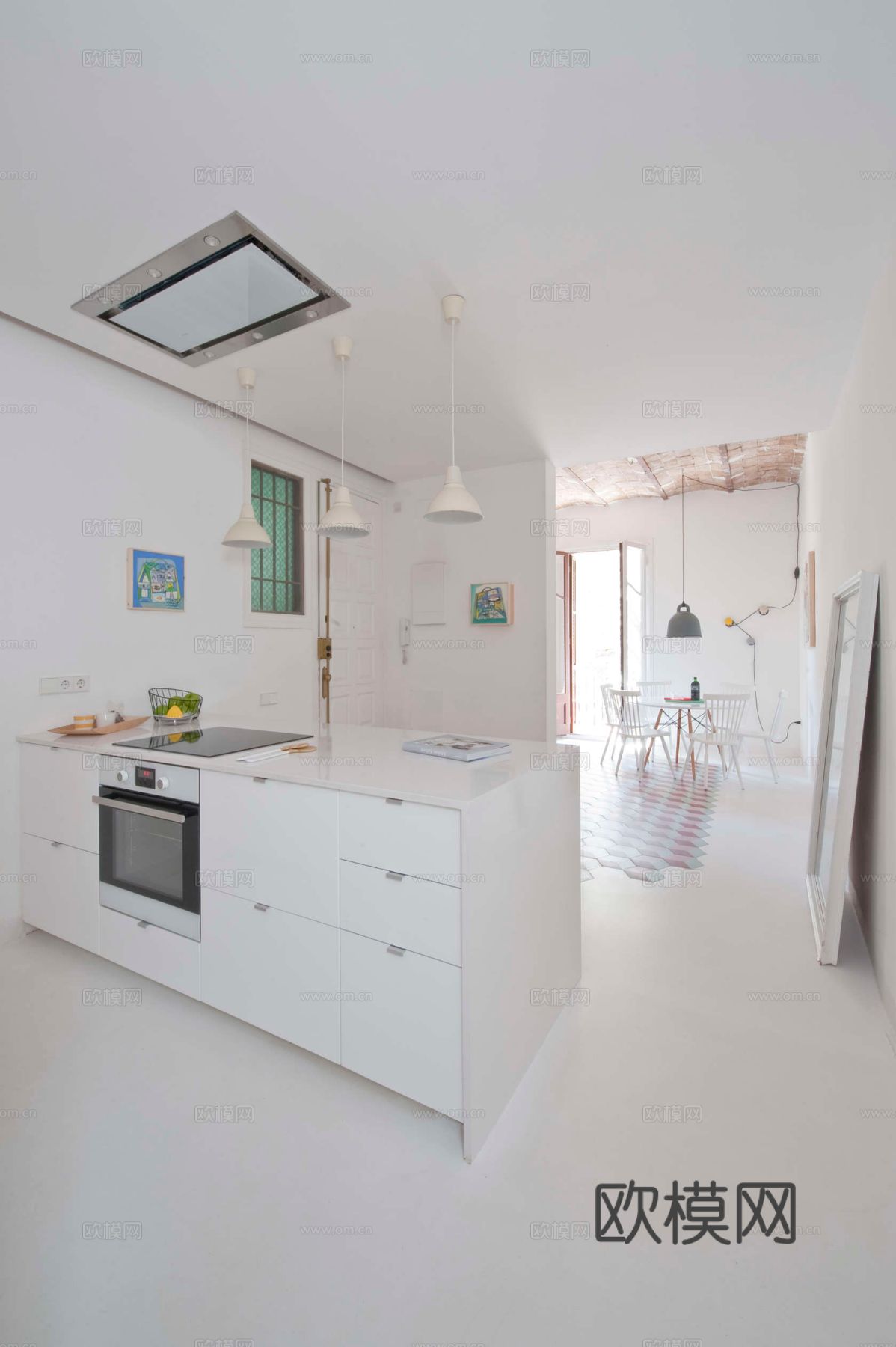 现代INS工业风公寓 家装设计 餐厅 客厅 卧室效果图下载（渲染图3）