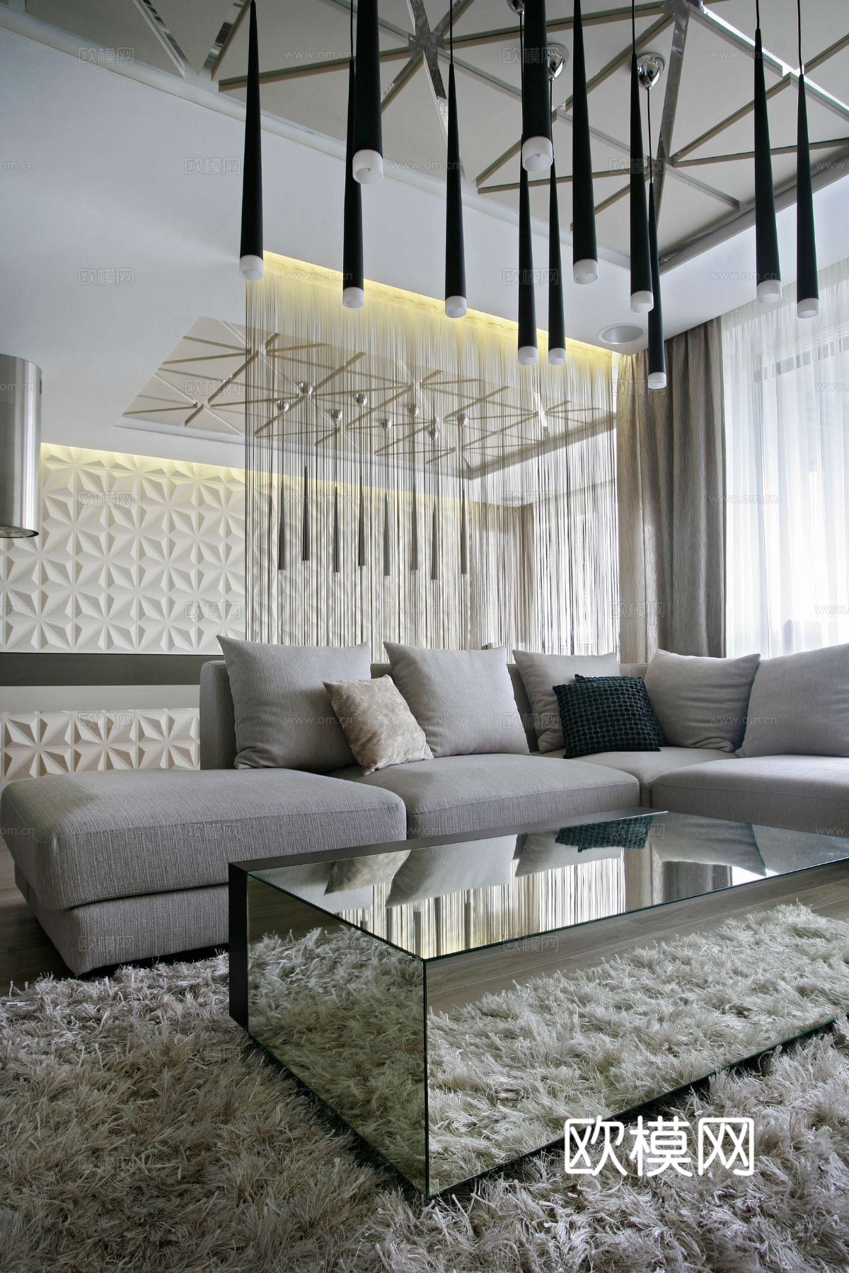 工业风公寓 家装设计 餐厅 客厅 卧室效果图下载（渲染图1）