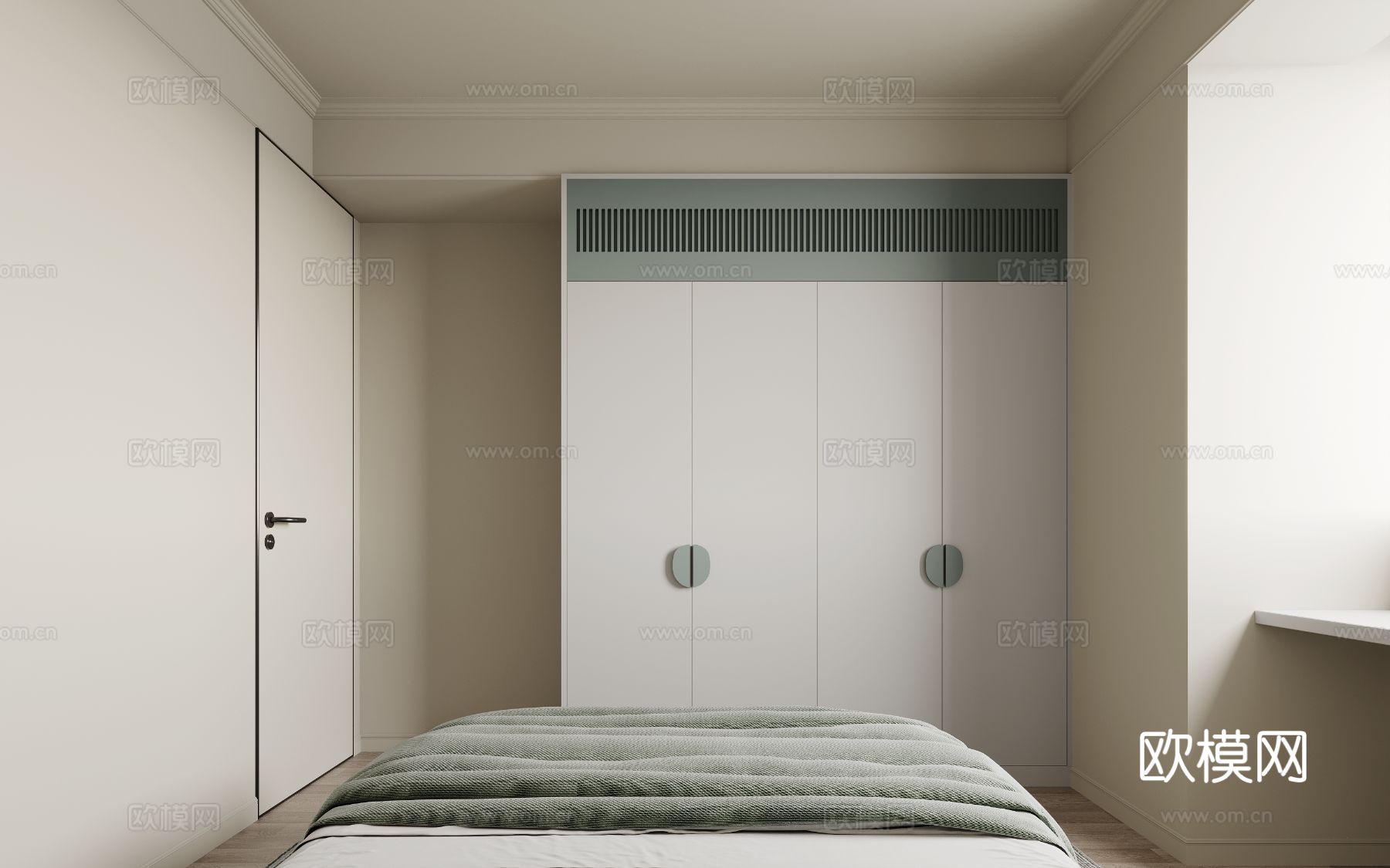 奶油风家装案例客厅卧室效果图下载（渲染图6）