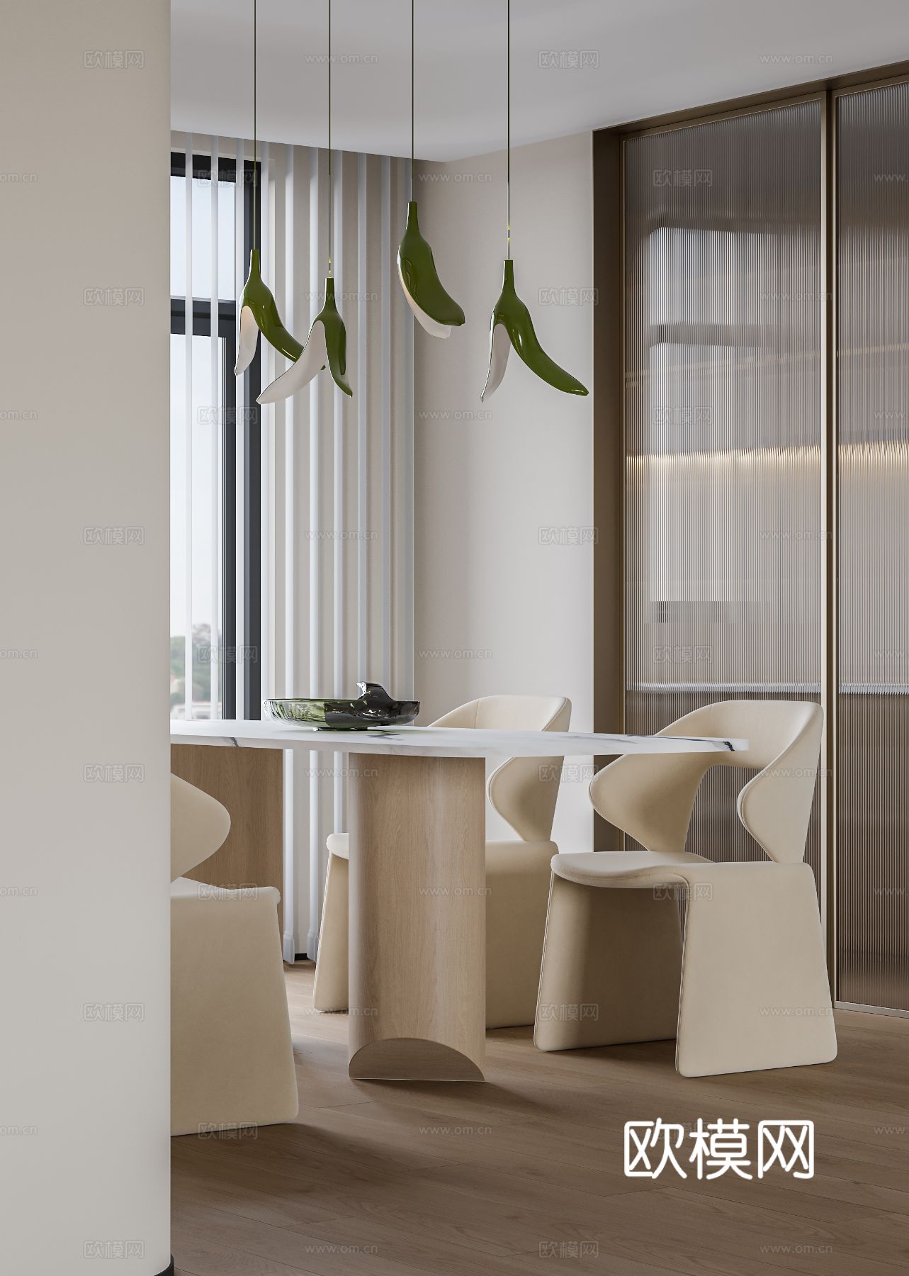 奶油风家装案例客厅 卧室效果图下载（渲染图10）