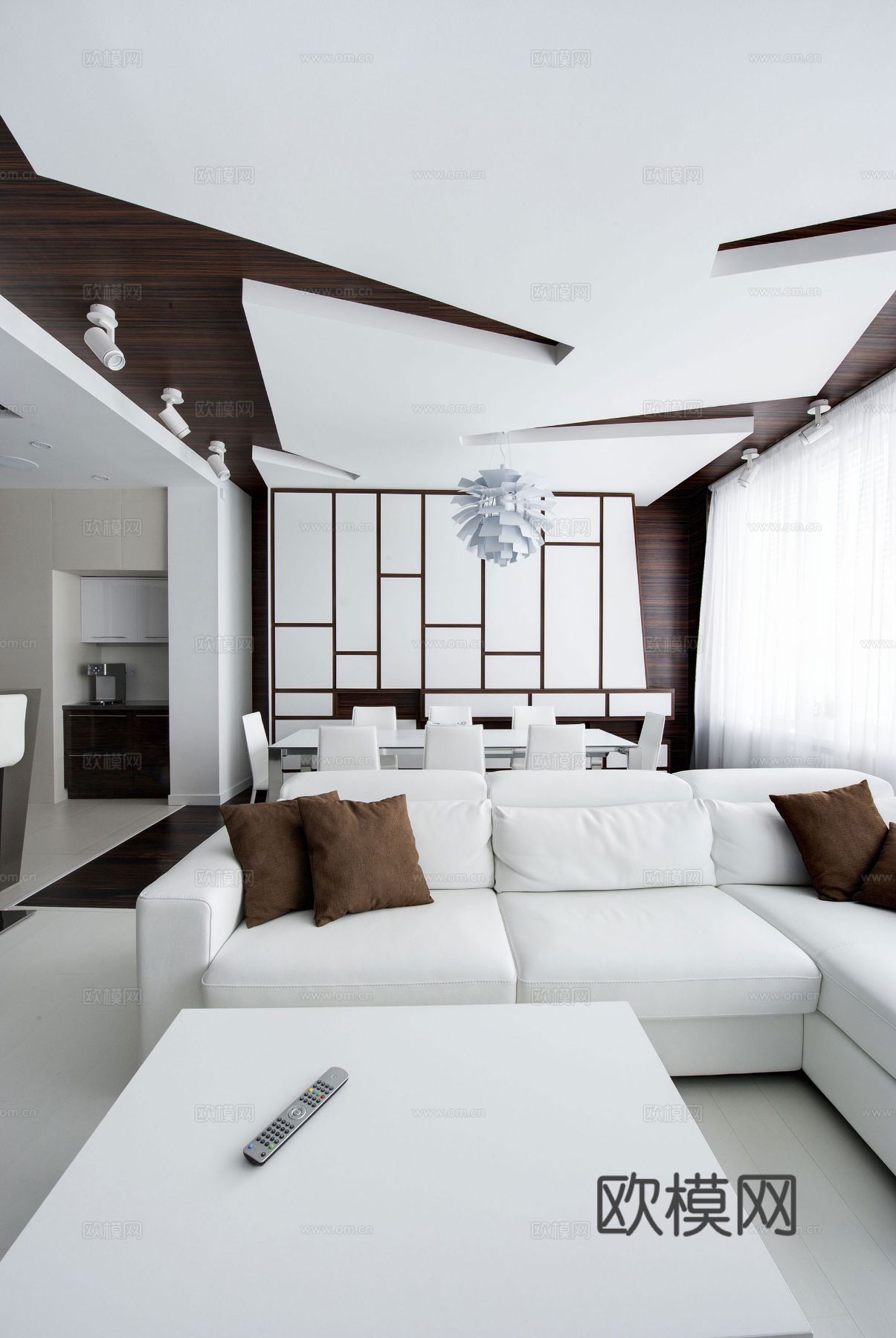 现代工业风家装设计 餐厅客厅卧室效果图下载（渲染图3）