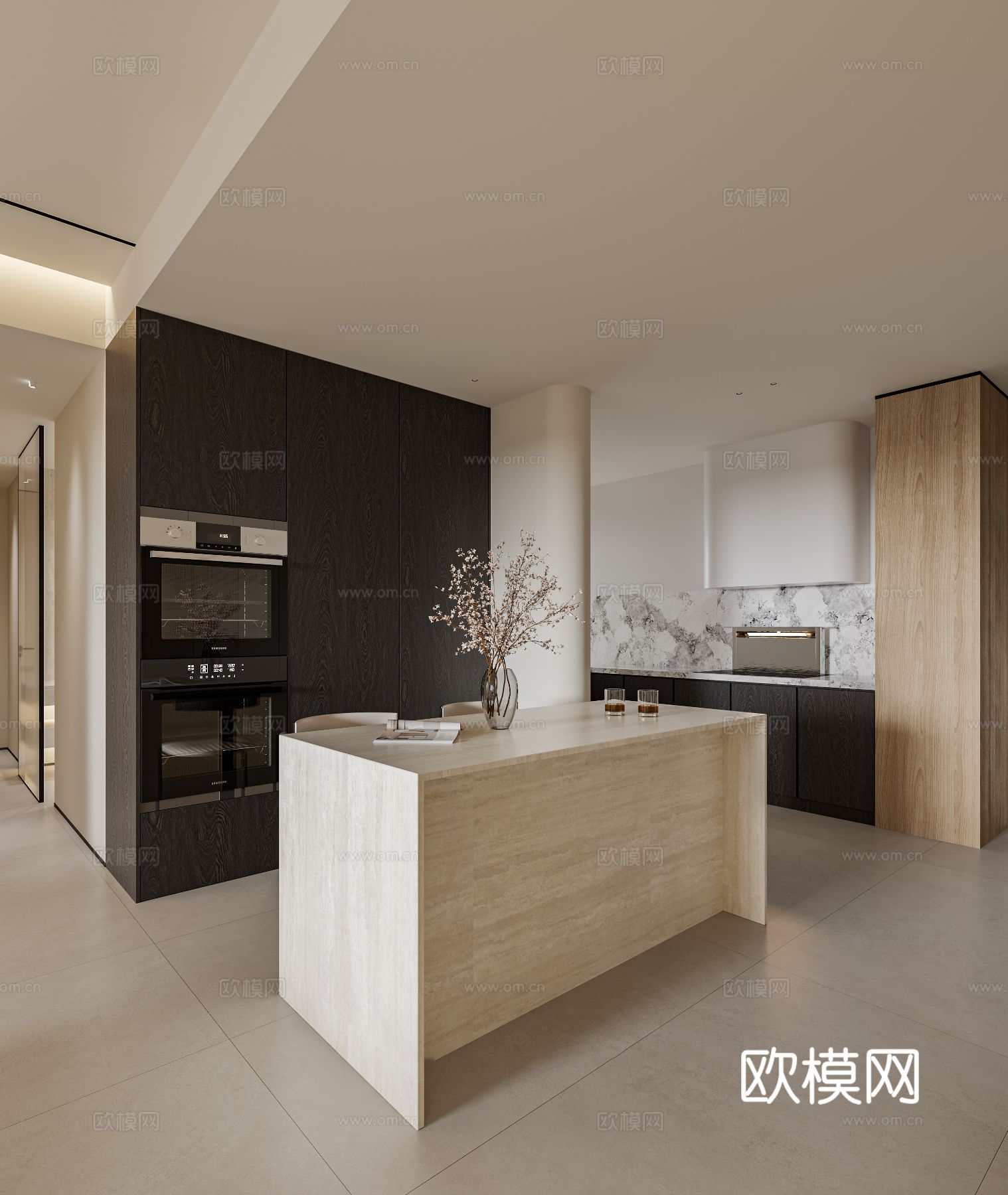 奶油风家装案例客厅 卧室效果图下载（渲染图10）