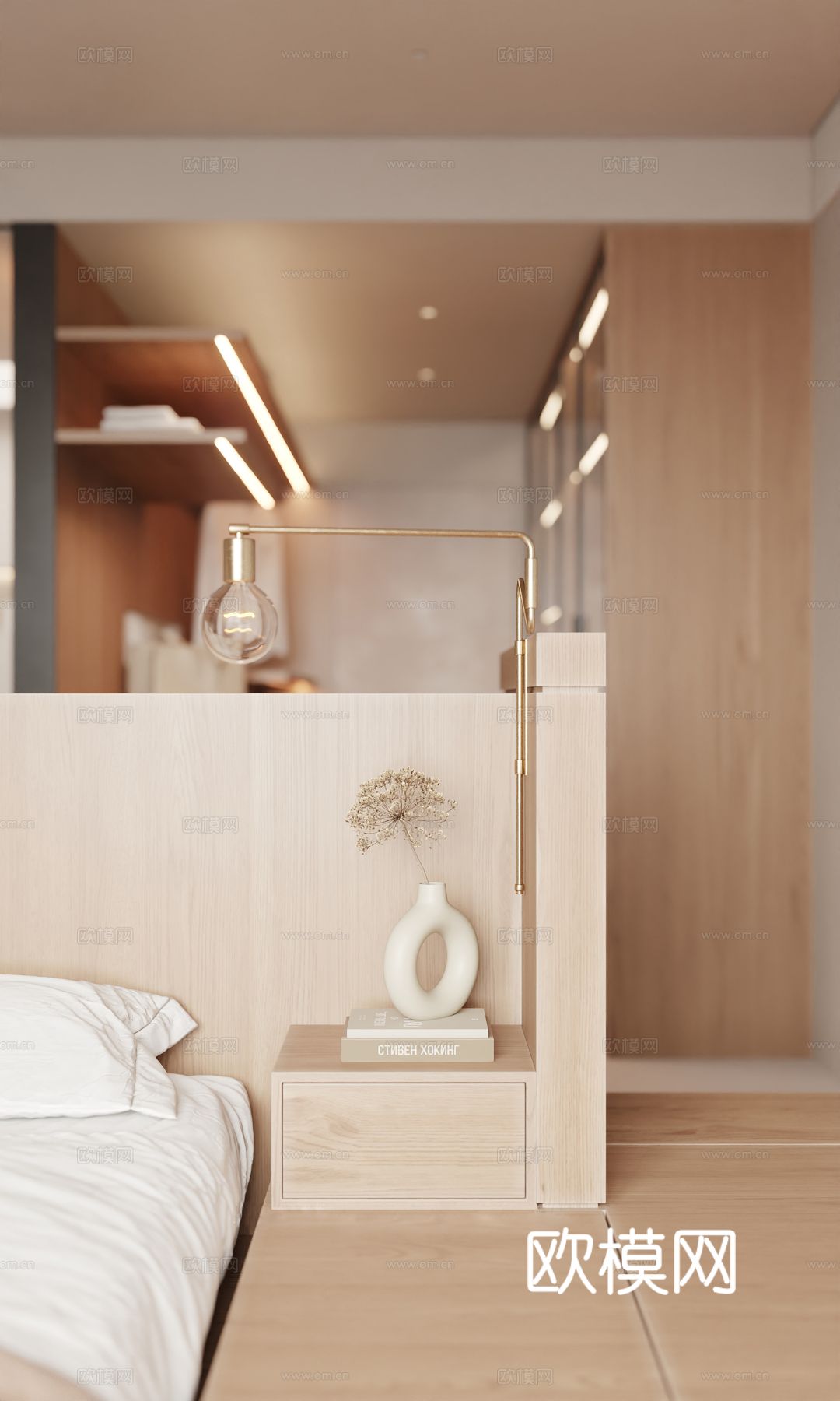 原木风家装案例客厅 卧室效果图下载（渲染图14）