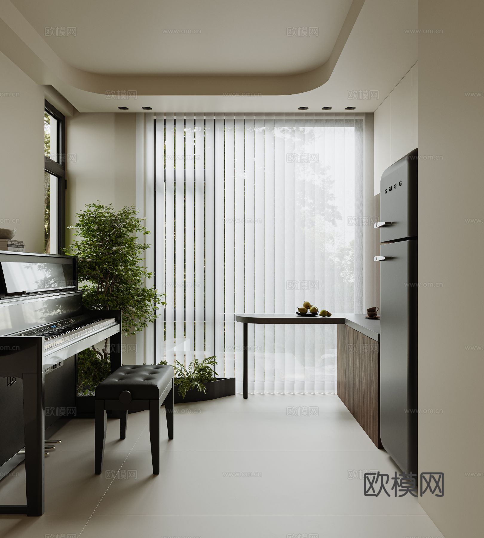 奶油风家装案例 客厅 卧室效果图下载（渲染图6）