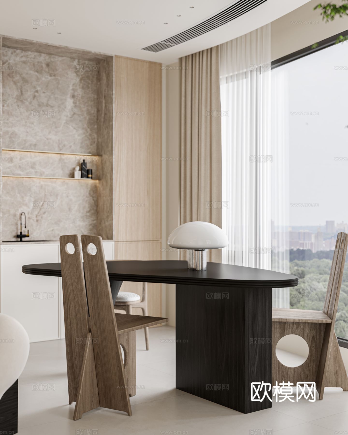 奶油风家装案例客厅 卧室效果图下载（渲染图8）