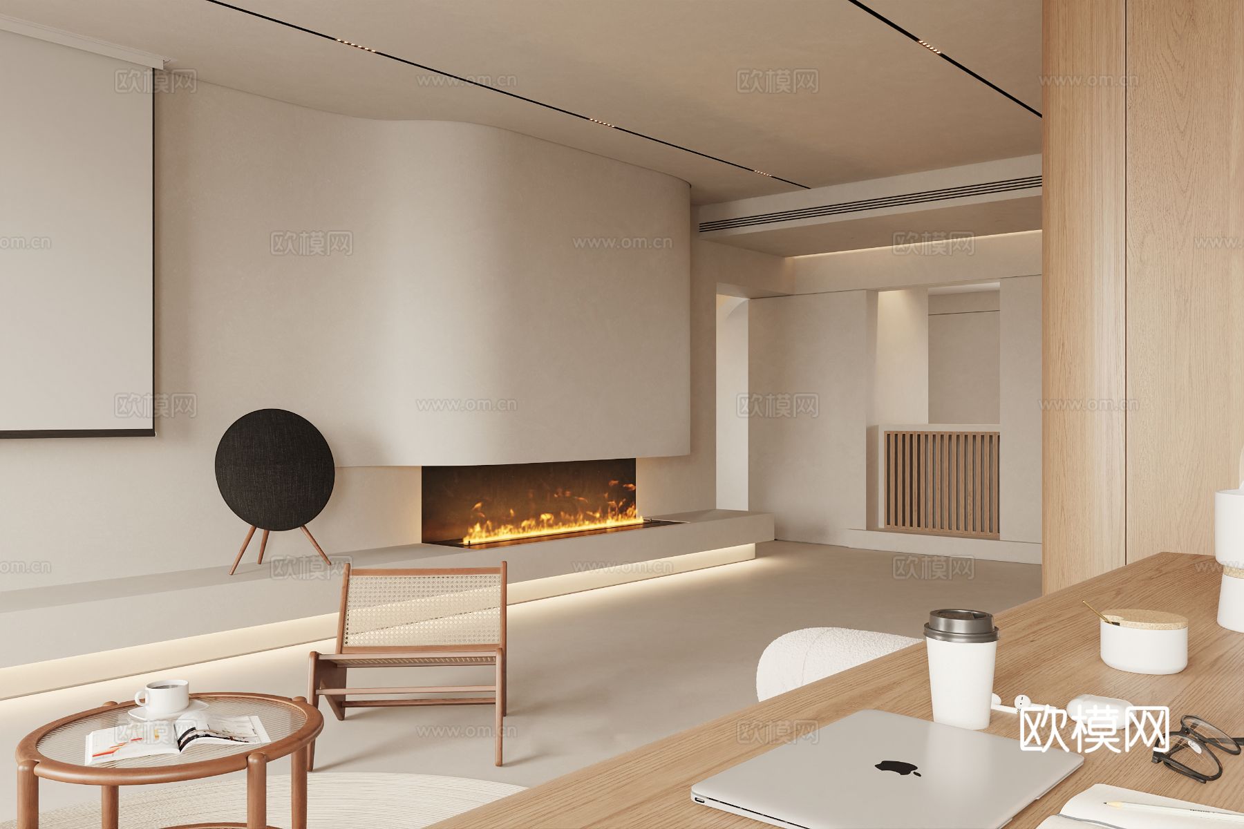 原木风家装案例客厅 卧室效果图下载（渲染图9）