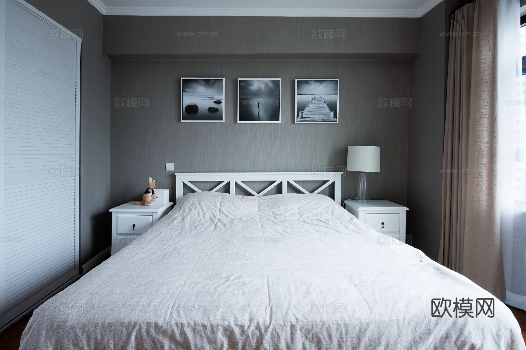 现代工业风平层家装 餐厅客厅卧室效果图下载（渲染图16）