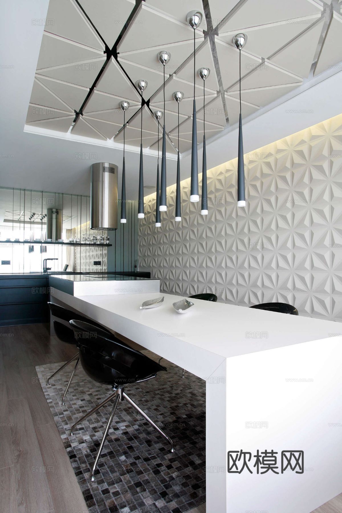 工业风公寓 家装设计 餐厅 客厅 卧室效果图下载（渲染图5）