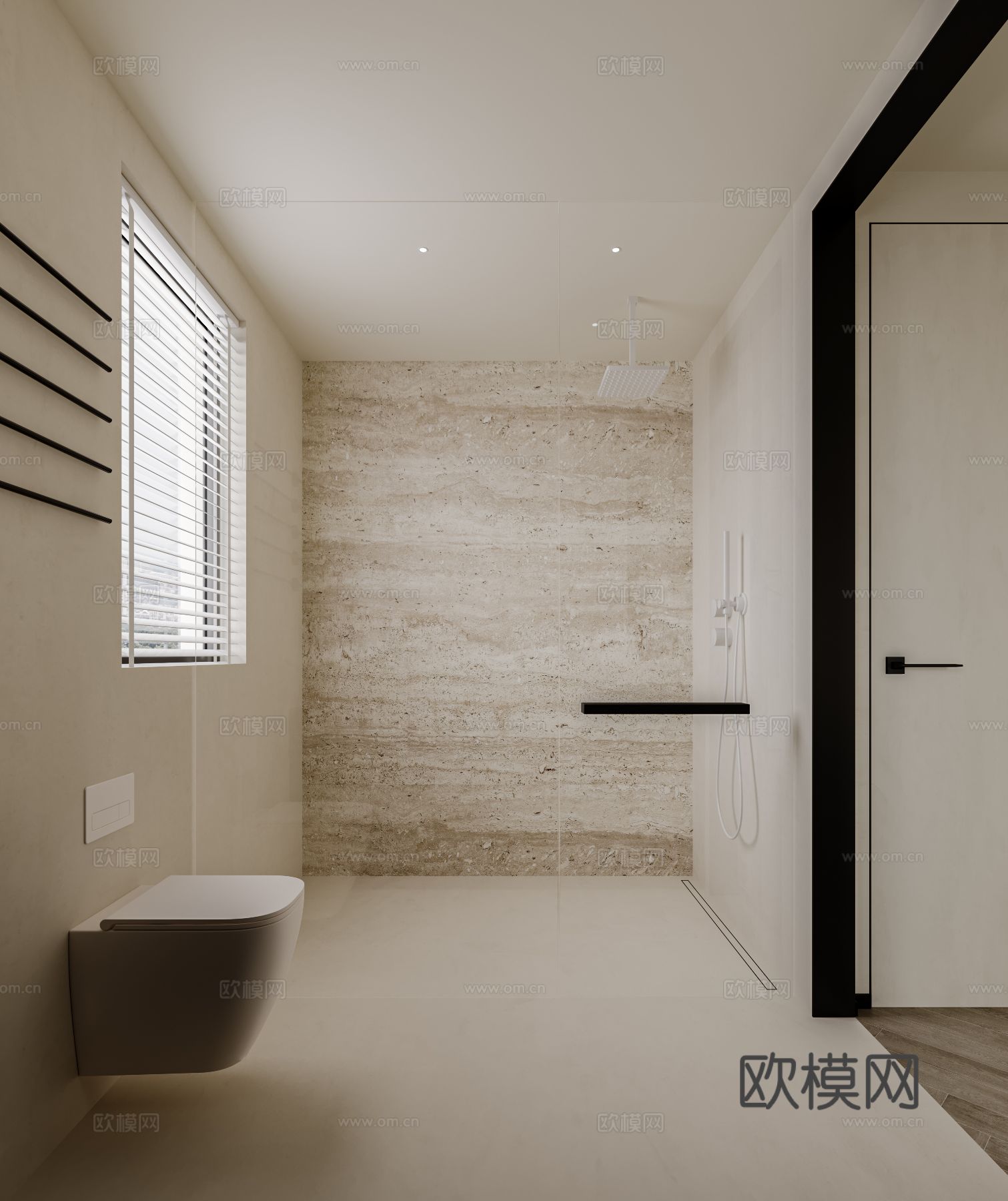 奶油风家装案例客厅 卧室效果图下载（渲染图6）