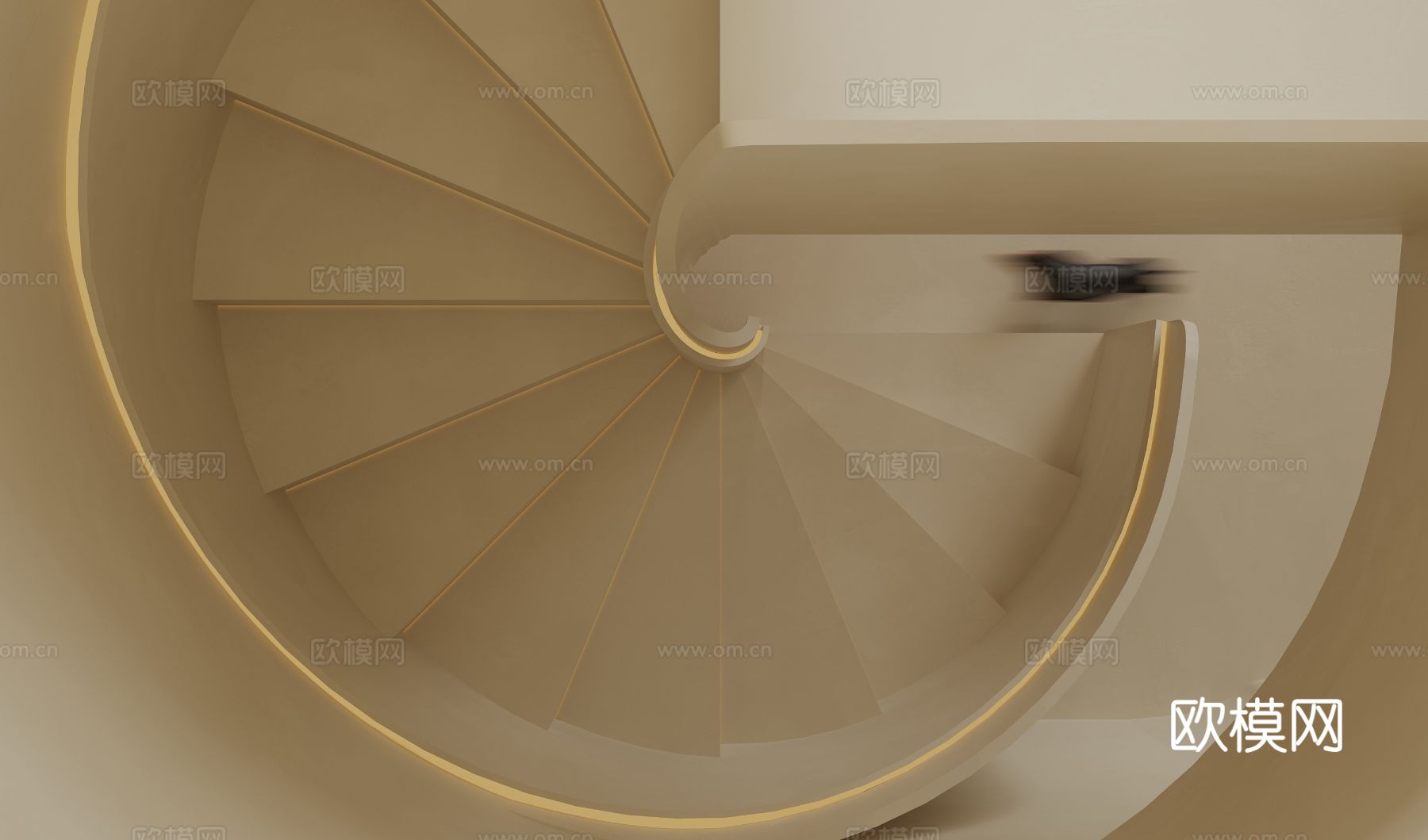 奶油风家装复式案例客厅 卧室效果图下载（渲染图8）