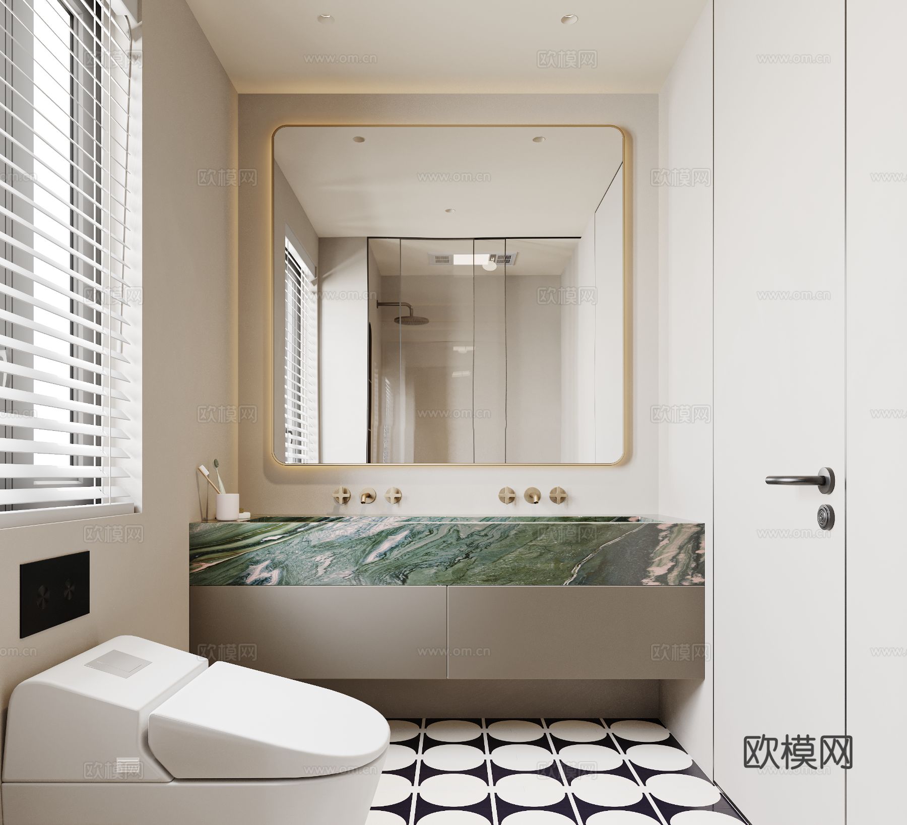 奶油风家装案例客厅卧室效果图下载（渲染图11）