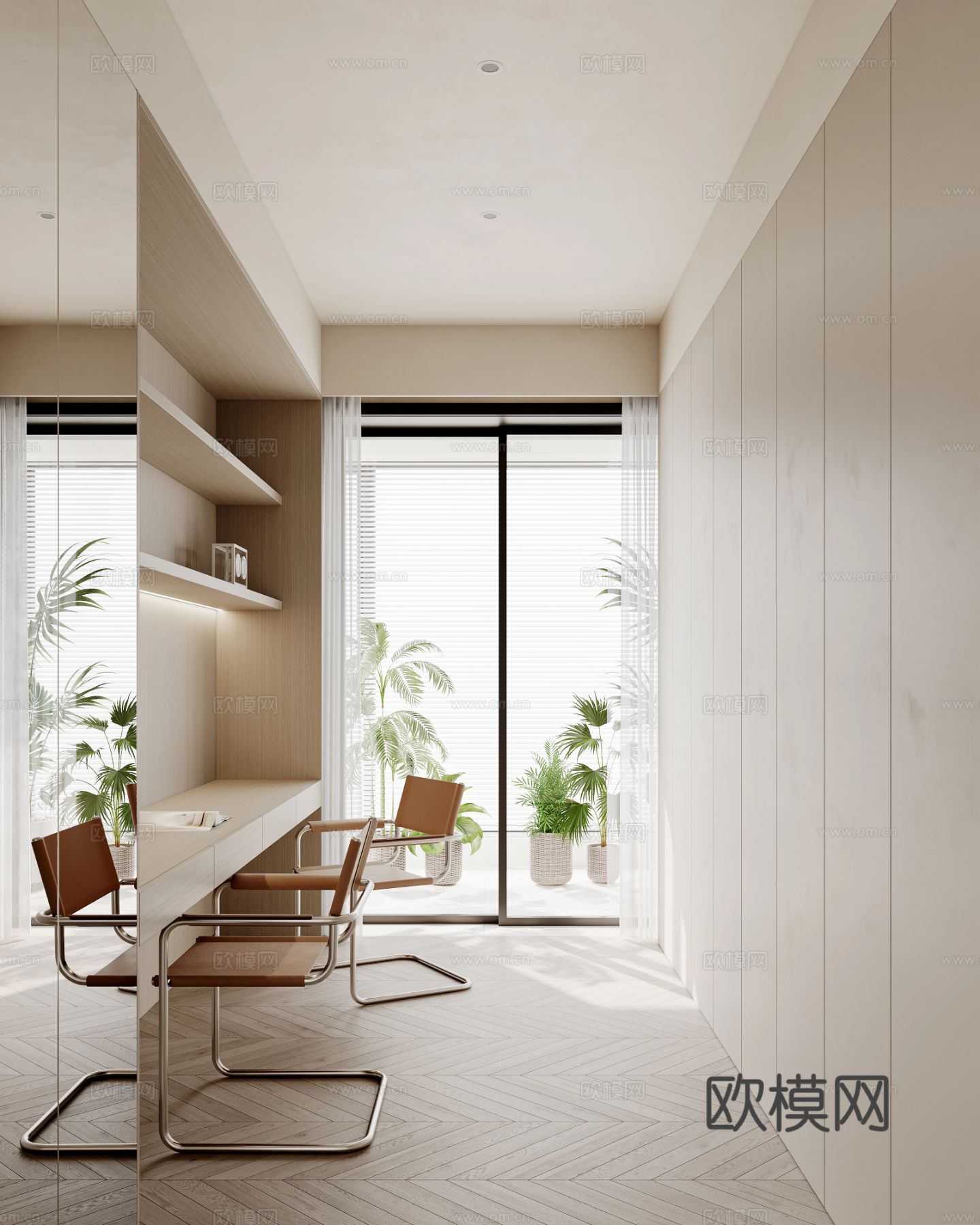 奶油风家装案例 客厅卧室效果图下载（渲染图11）