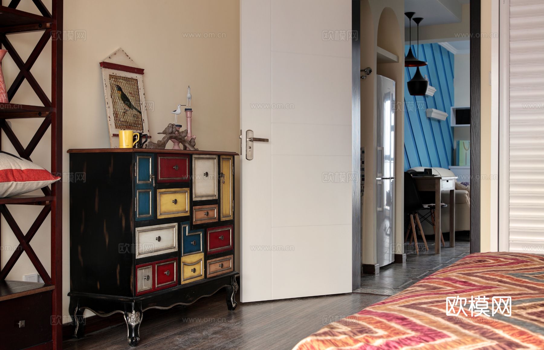 现代工业风公寓 家装设计 餐厅客厅卧室效果图下载（渲染图7）