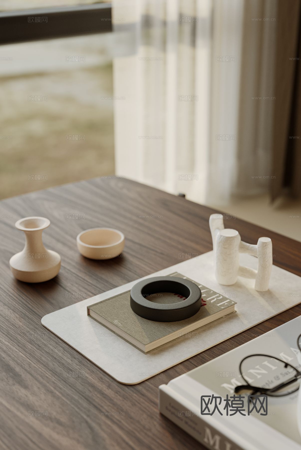 奶油风家装案例 客厅 卧室效果图下载（渲染图1）