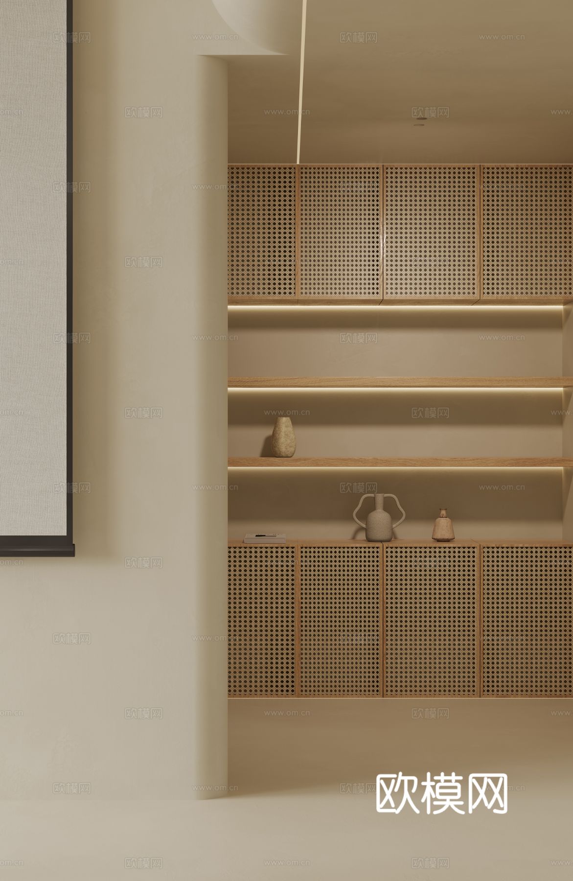 奶油风家装复式案例客厅 卧室效果图下载（渲染图18）