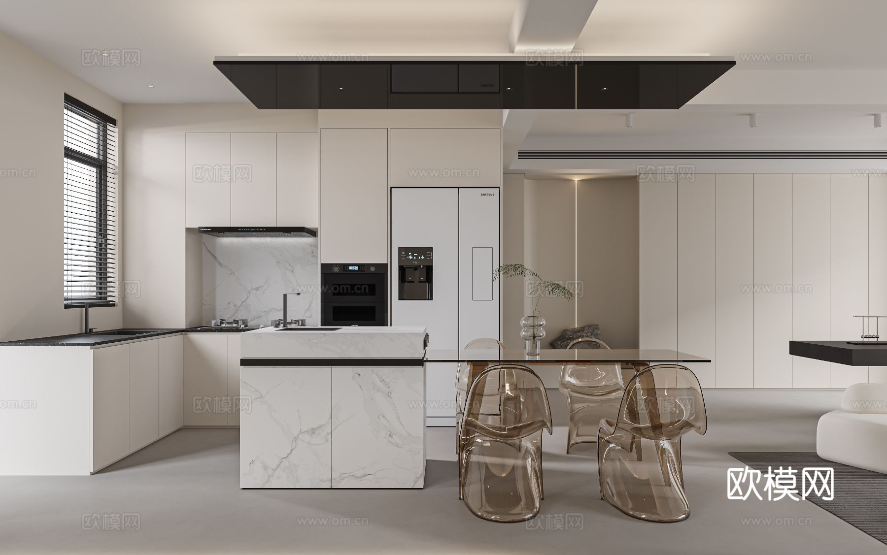 奶油风复式家装案例客厅 卧室效果图下载（渲染图7）