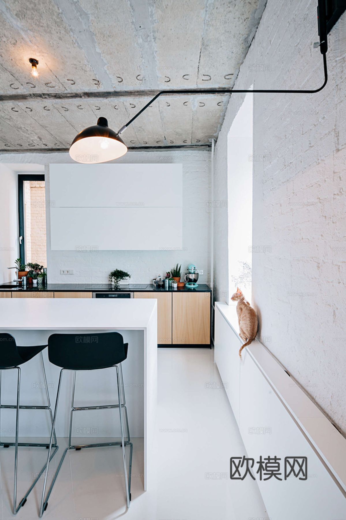 现代工业风公寓 家装设计 餐厅 客厅 卧室效果图下载（渲染图6）