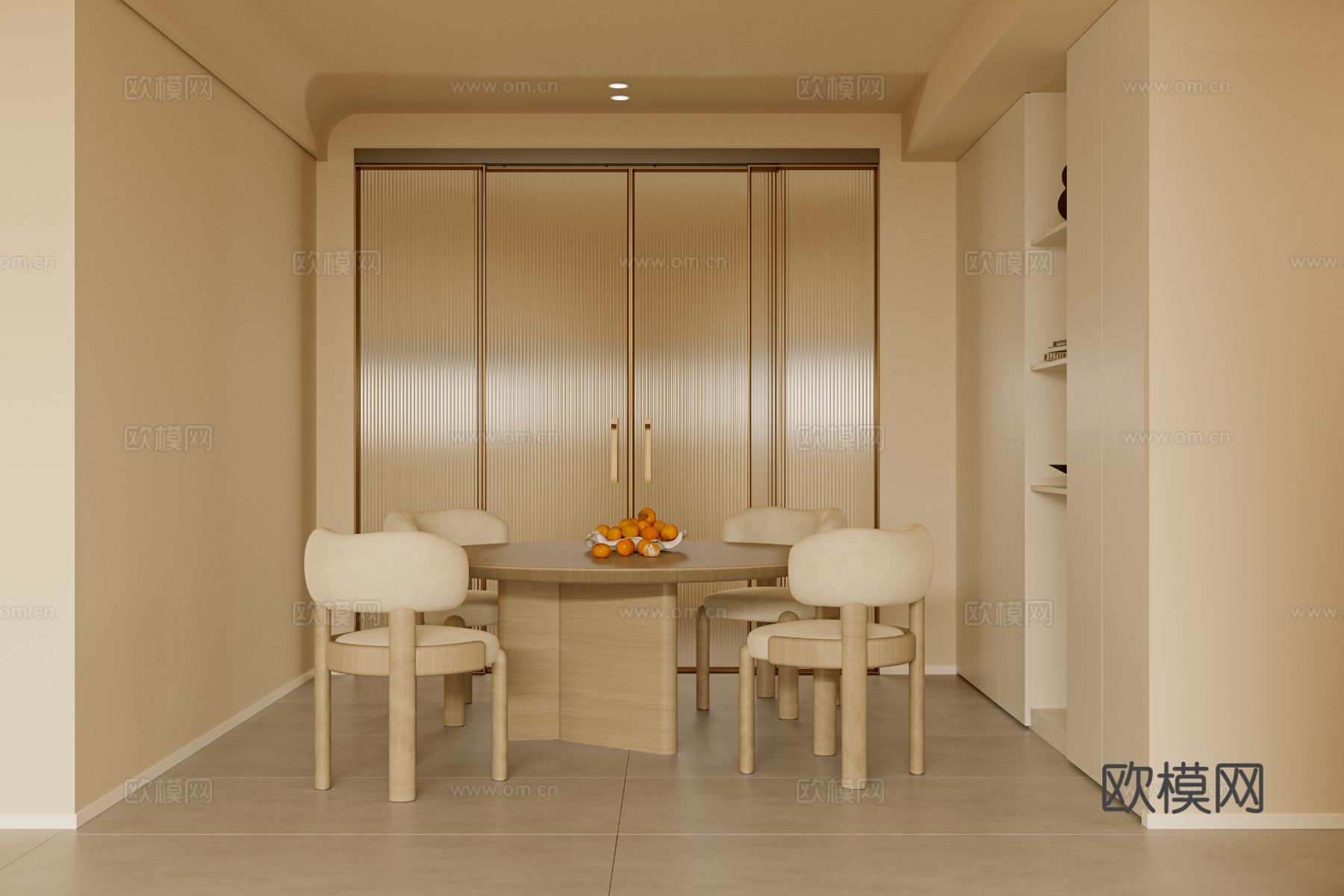 奶油风家装案例客厅 卧室效果图下载（渲染图5）