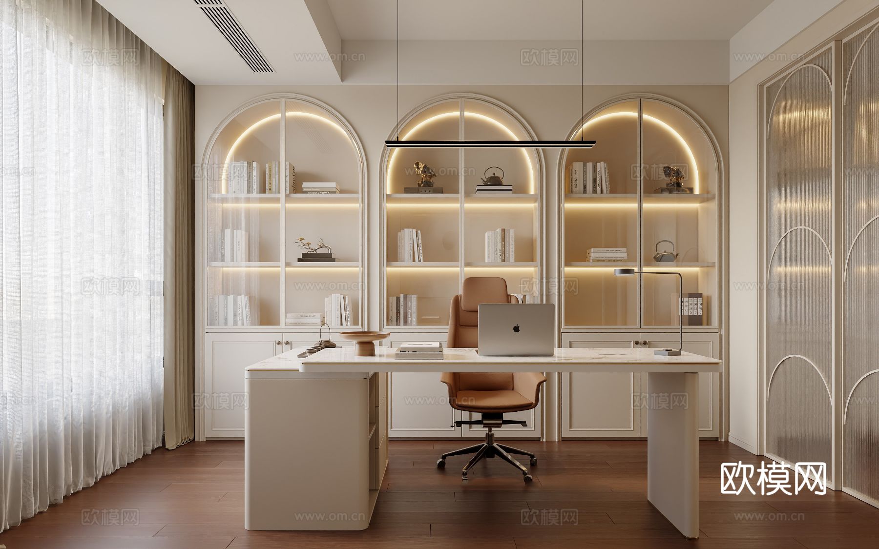 奶油风家装案例客厅卧室效果图下载（渲染图8）