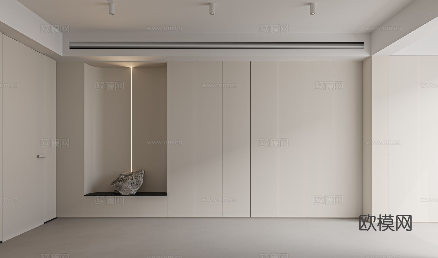 奶油风复式家装案例客厅 卧室效果图下载（渲染图5）