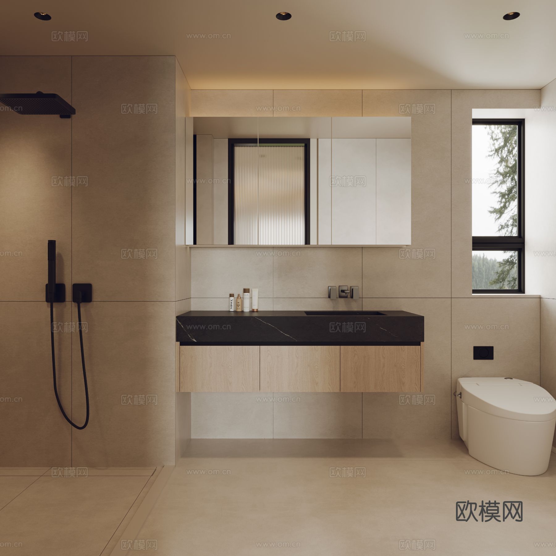 奶油风家装案例客厅 卧室效果图下载（渲染图17）