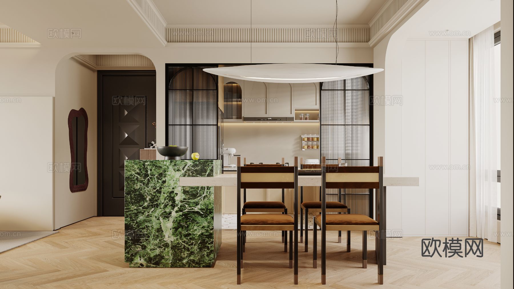 奶油风家装案例客厅卧室效果图下载（渲染图9）