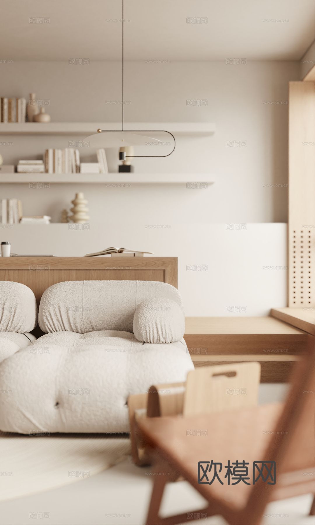 原木风家装案例客厅 卧室效果图下载（渲染图6）