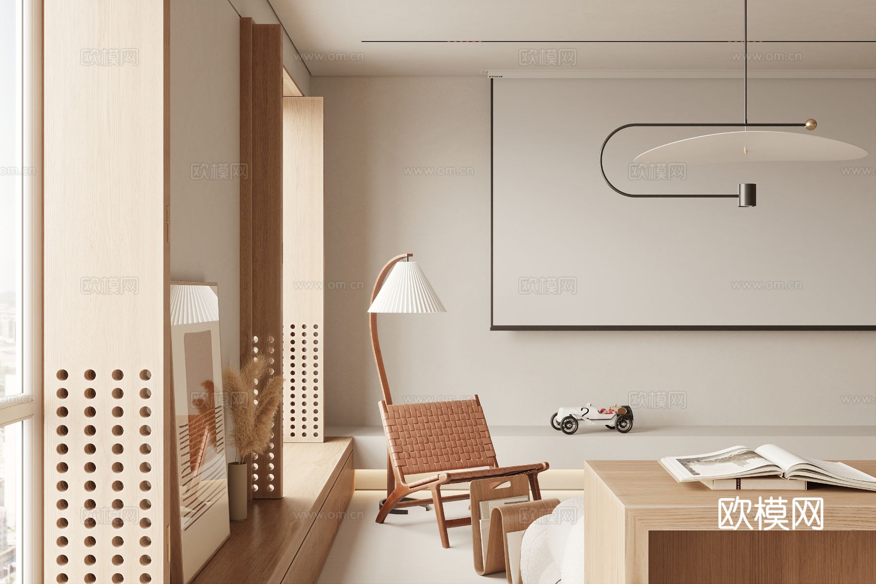 原木风家装案例客厅 卧室效果图下载（渲染图5）