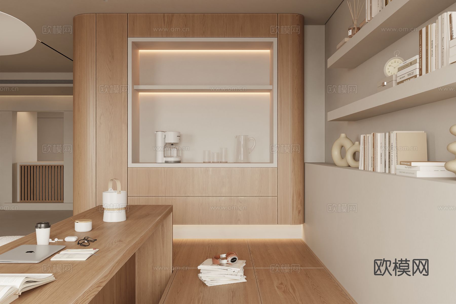 原木风家装案例客厅 卧室效果图下载（渲染图11）