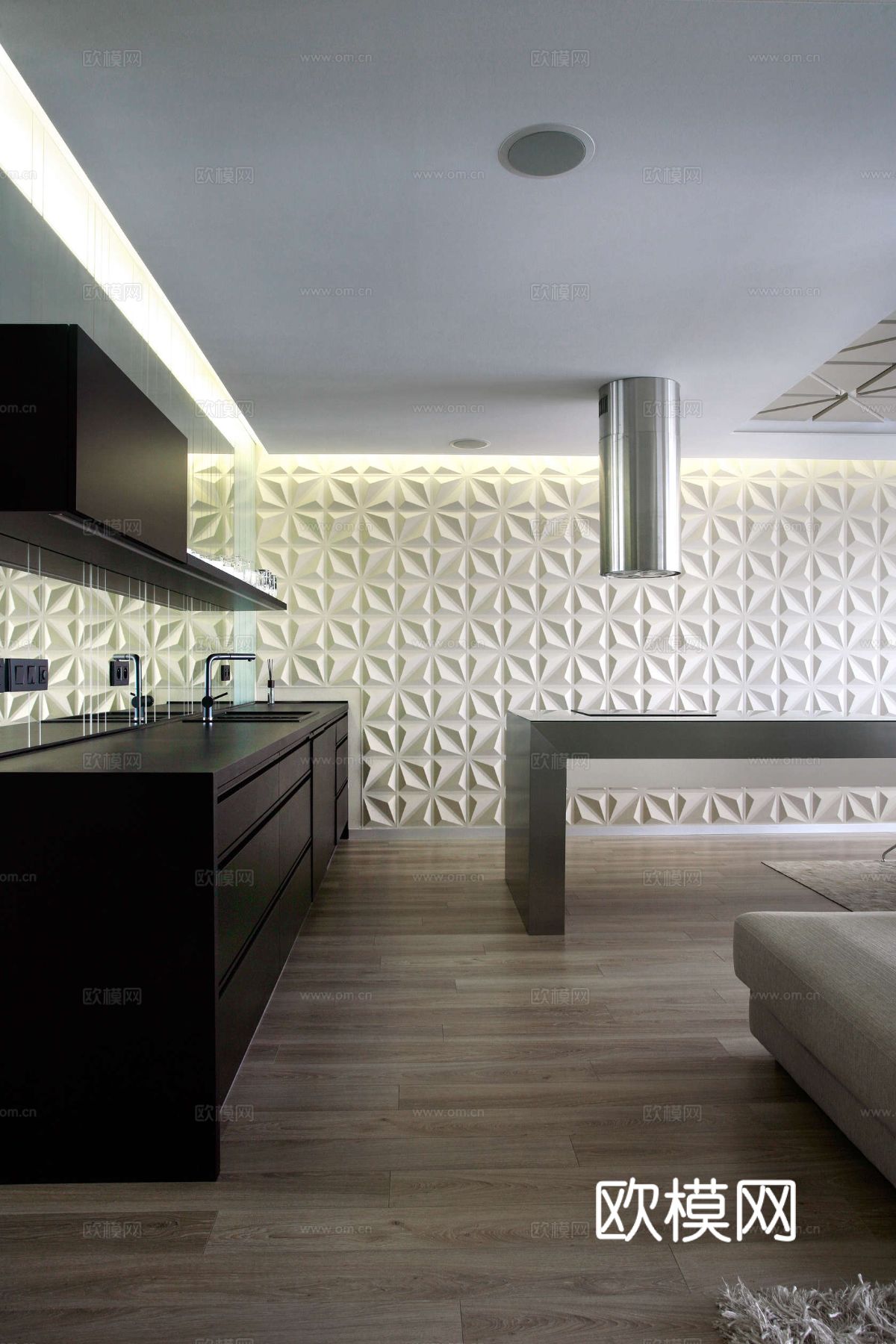 工业风公寓 家装设计 餐厅 客厅 卧室效果图下载（渲染图4）