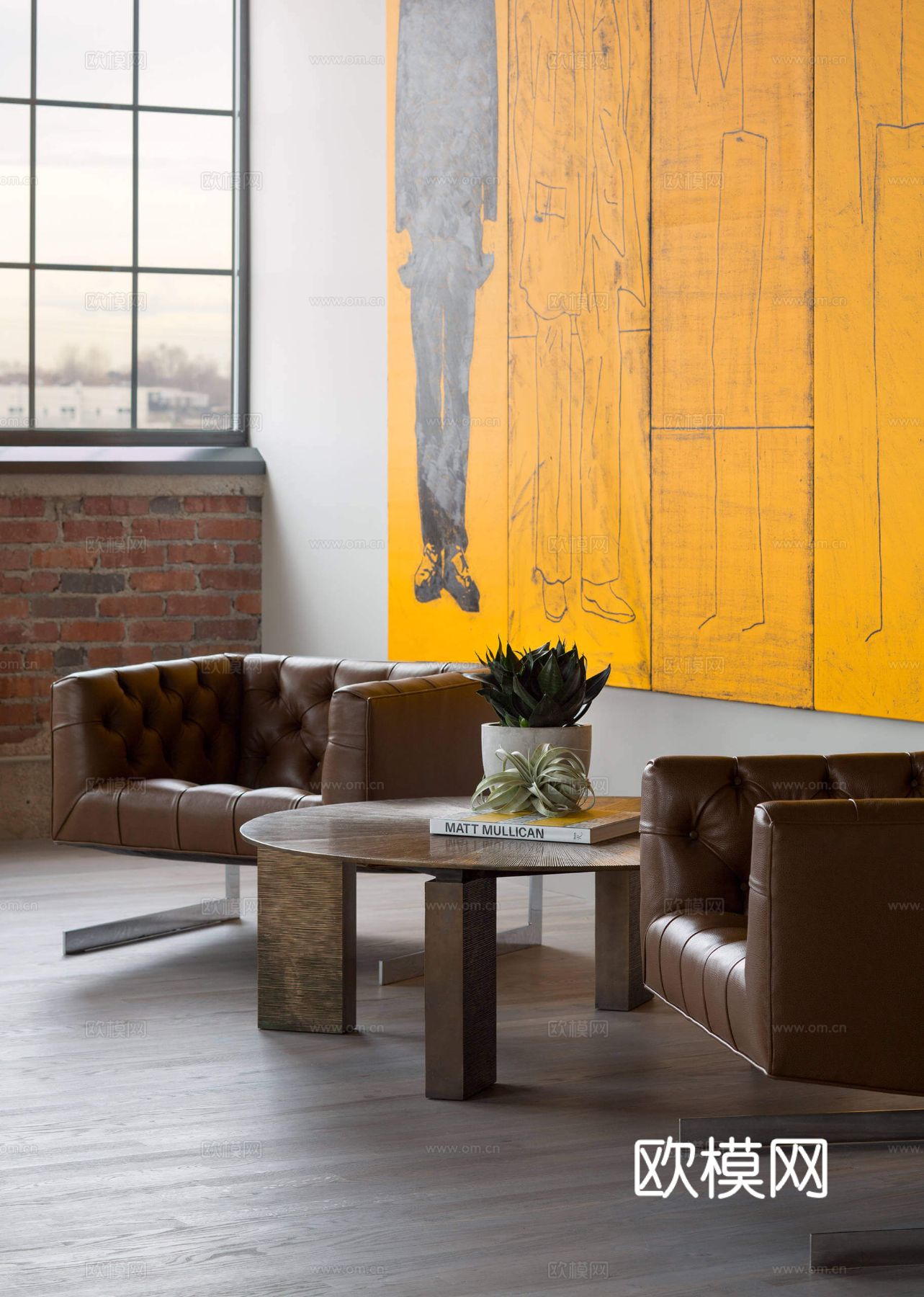 现代工业风公寓 家装设计 餐厅 客厅 卧室效果图下载（渲染图2）