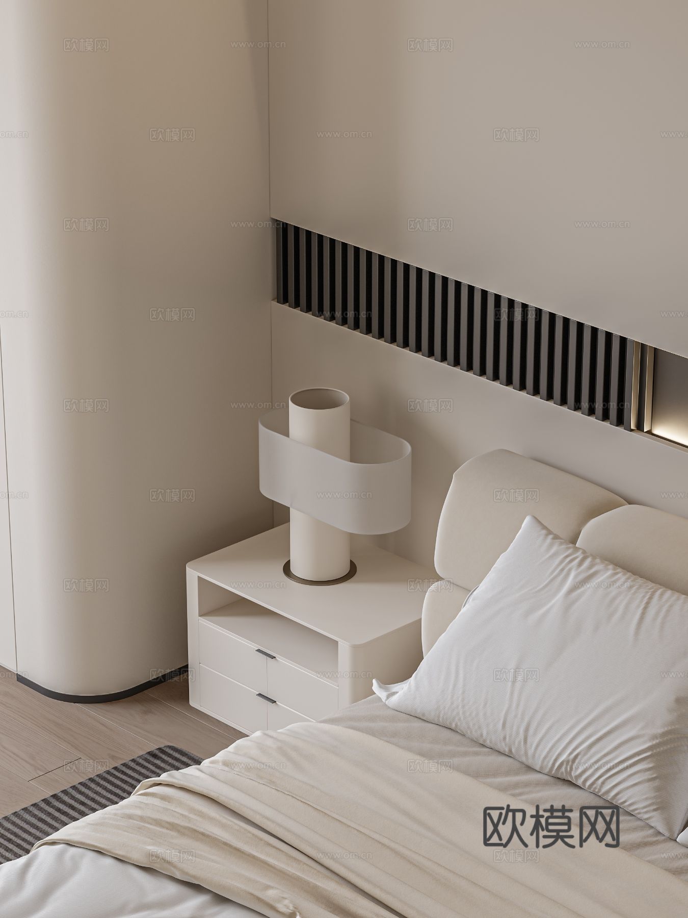 奶油风复式家装案例客厅 卧室效果图下载（渲染图17）