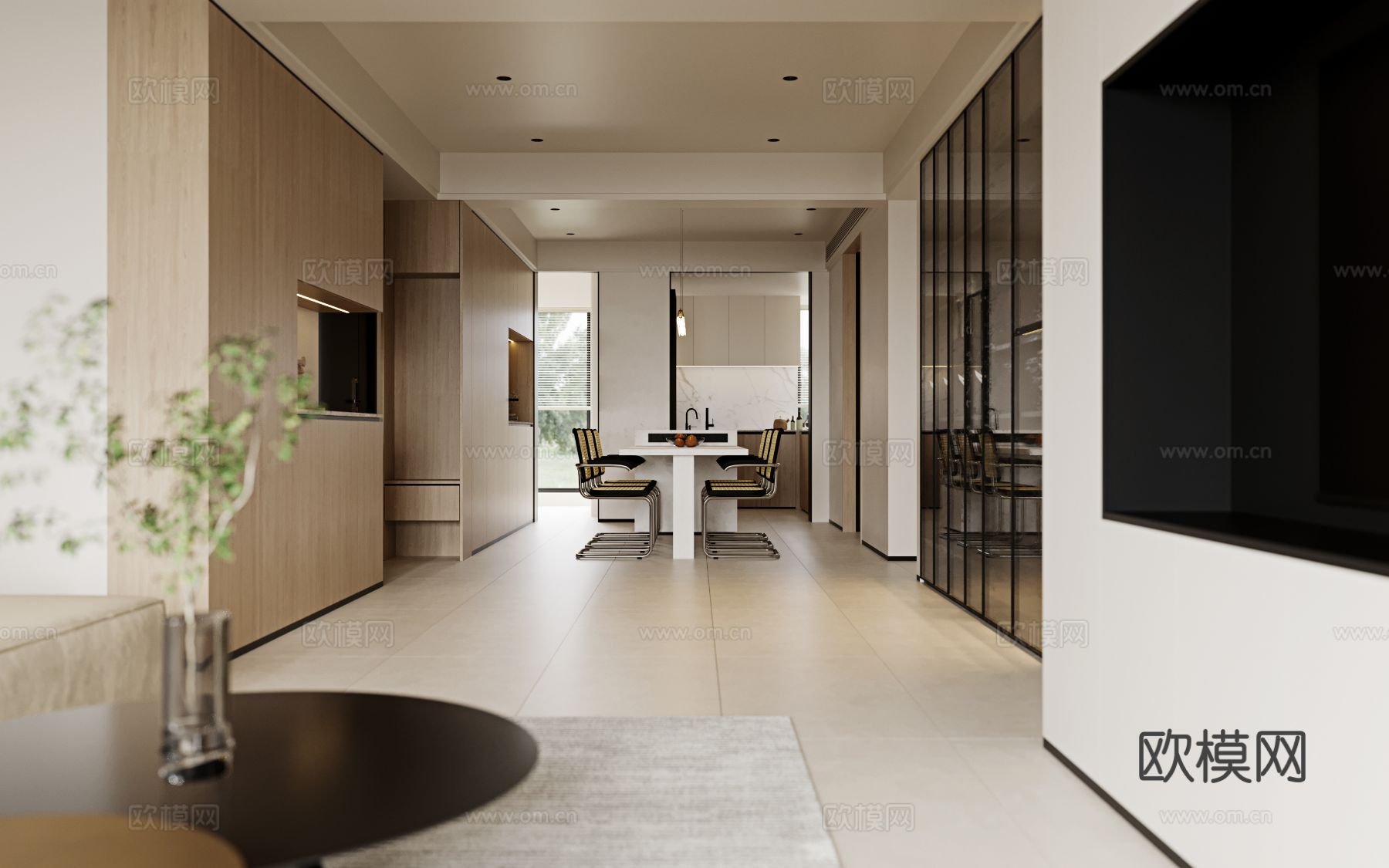 奶油风家装案例客厅 卧室效果图下载（渲染图8）