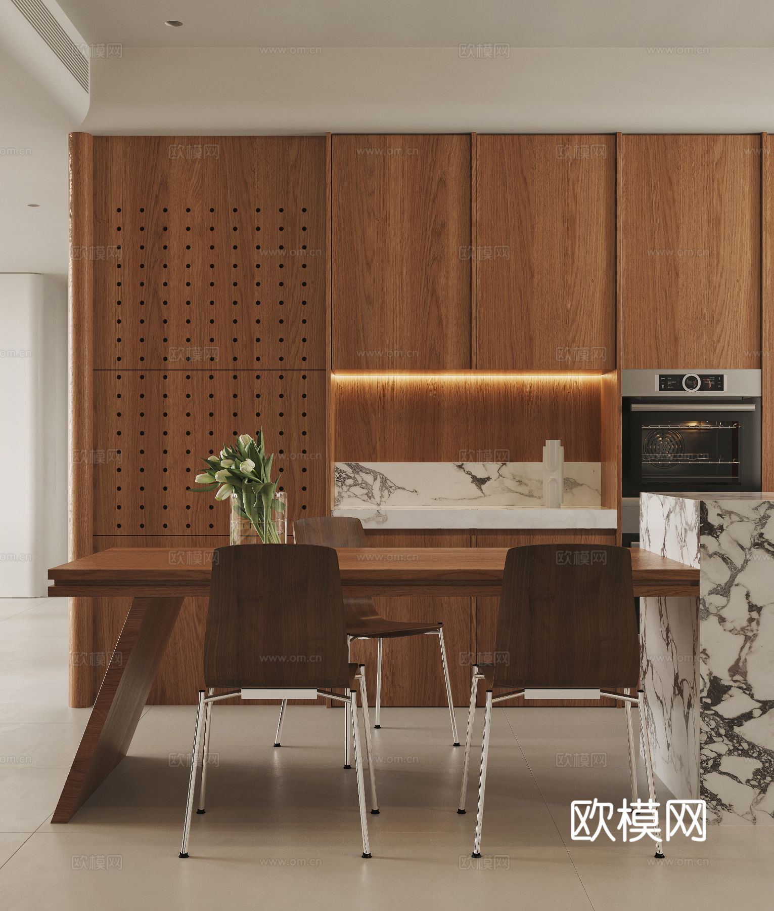 奶油风家装案例客厅 卧室效果图下载（渲染图6）