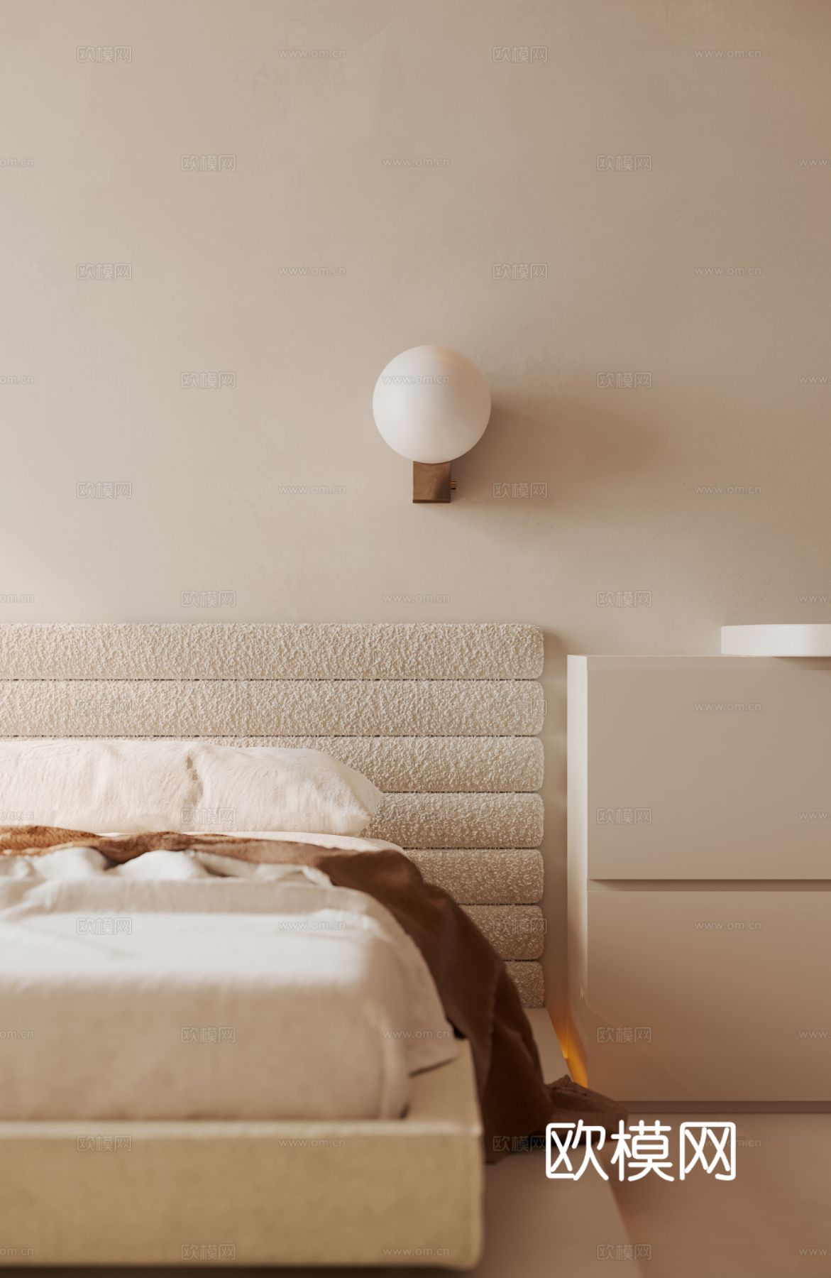 奶油风家装复式案例客厅 卧室效果图下载（渲染图16）