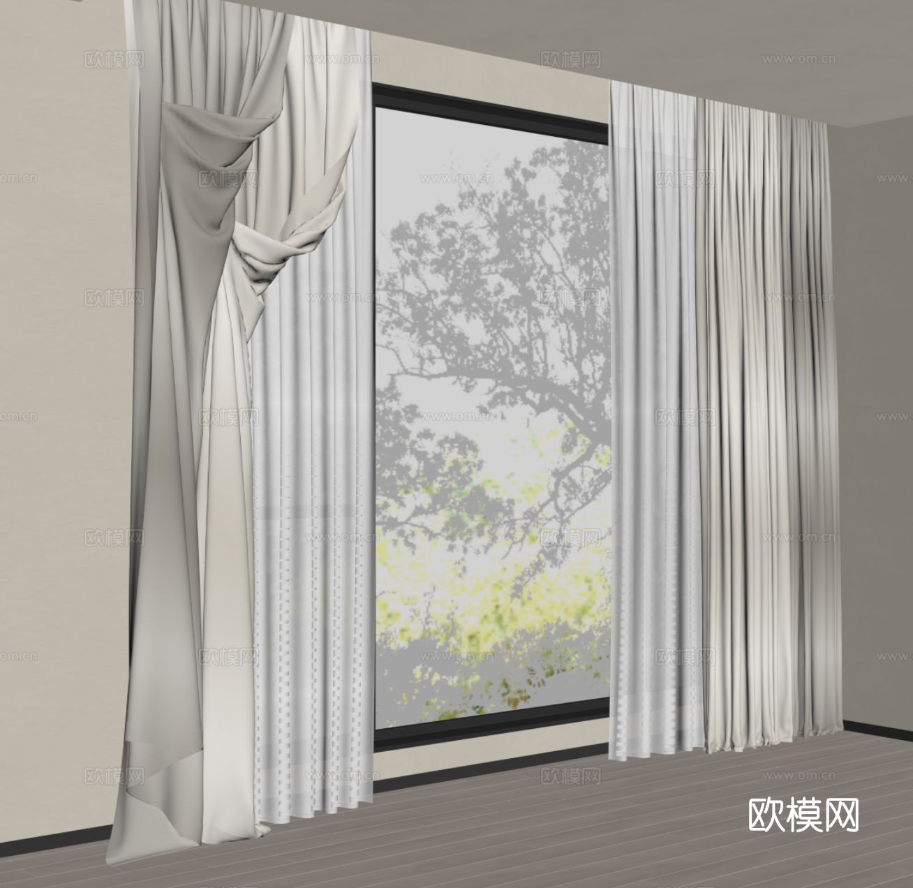 现代简约窗帘su模型