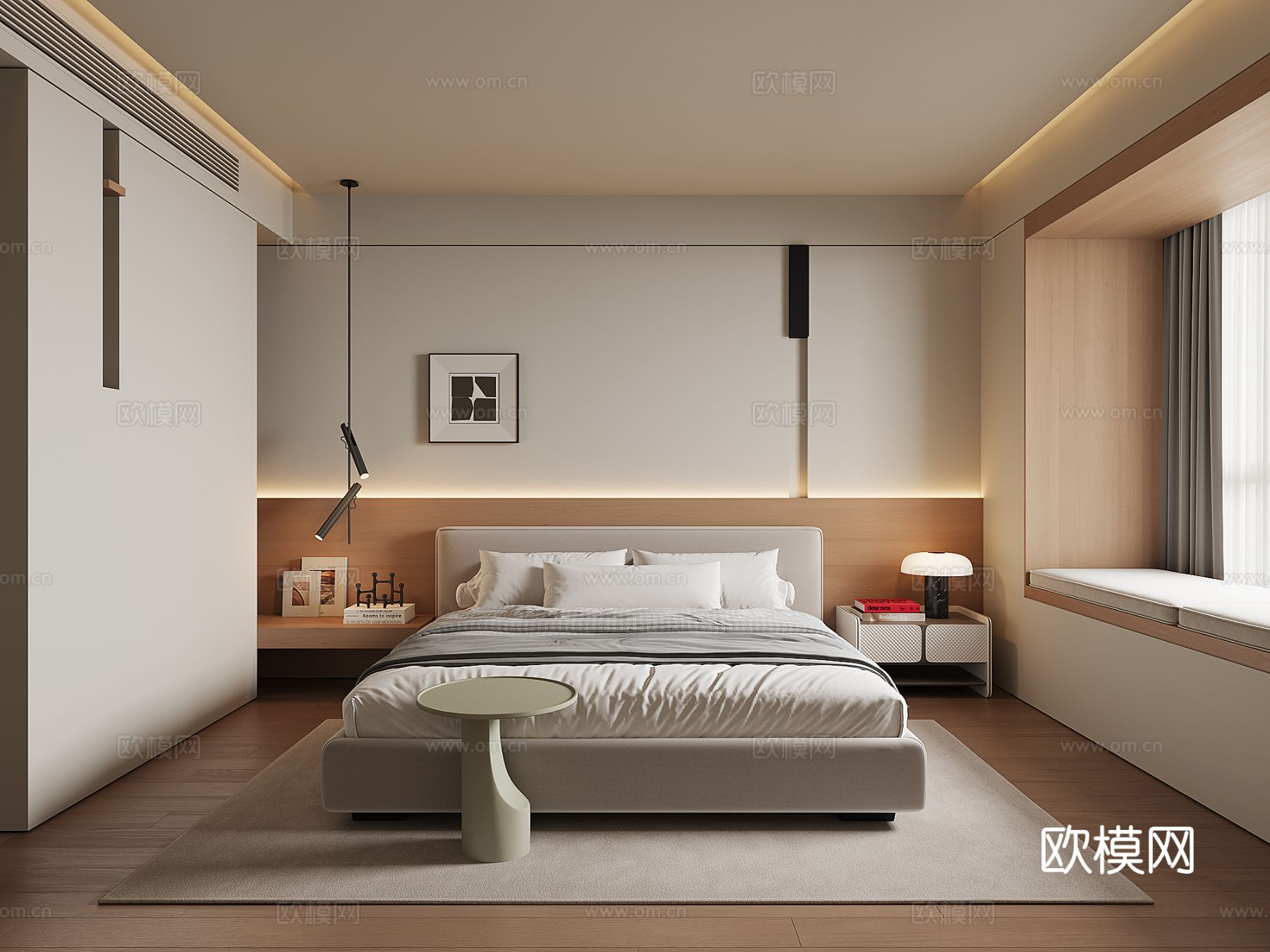 现代家居卧室su模型