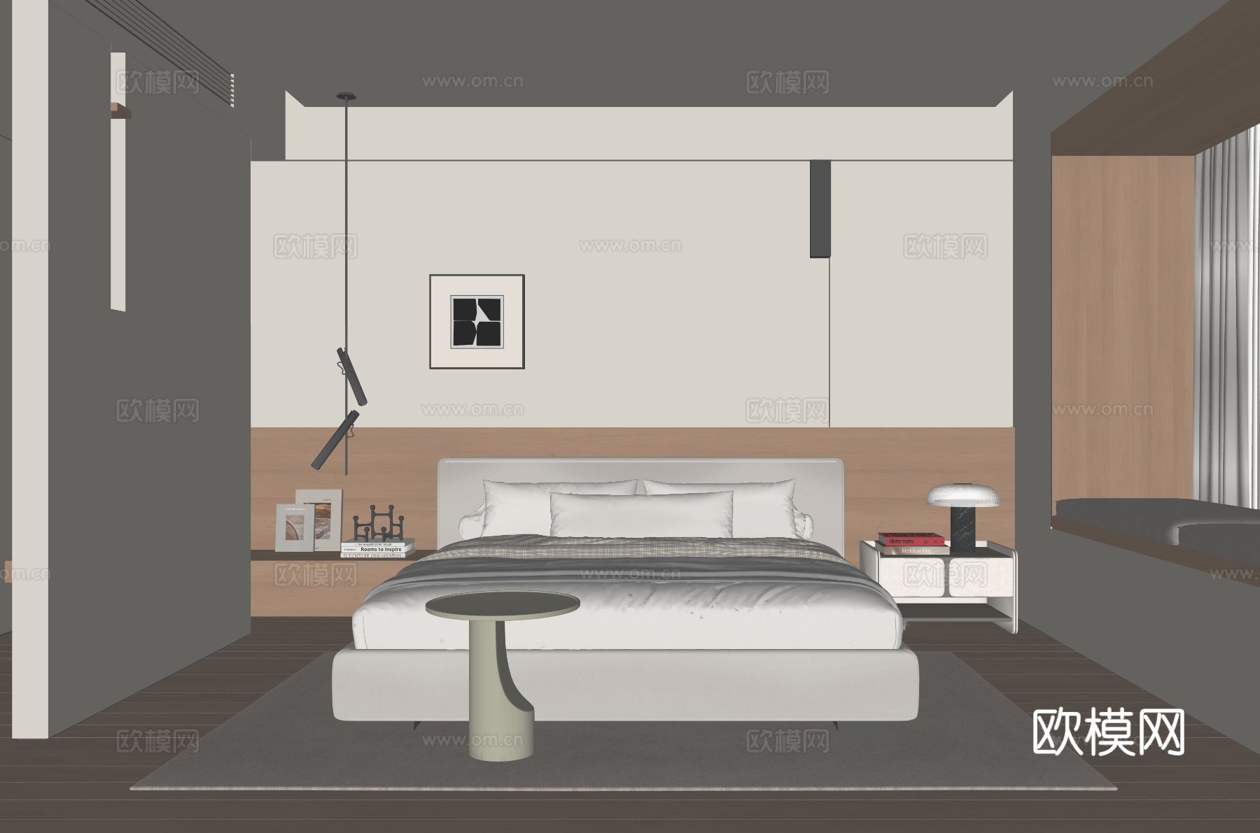 现代家居卧室su模型